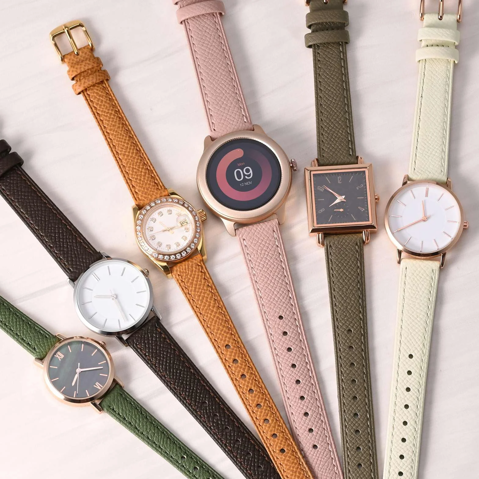 WOCCI Grace Watch Pasek do zegarka, skóra licowa, szybkie zapięcie, Quick Release, klamra ze stali nierdzewnej, szerokość paska 12, 14, 16, 18, 20 mm