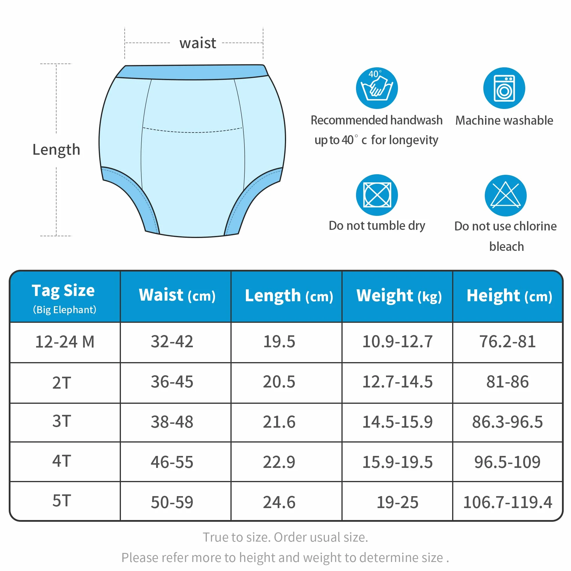 BIG ELEPHANT Toddler Potty Training Pants- 100% Bawełna Unisex Baby Pee Majtki 10-pak, 12M-4T