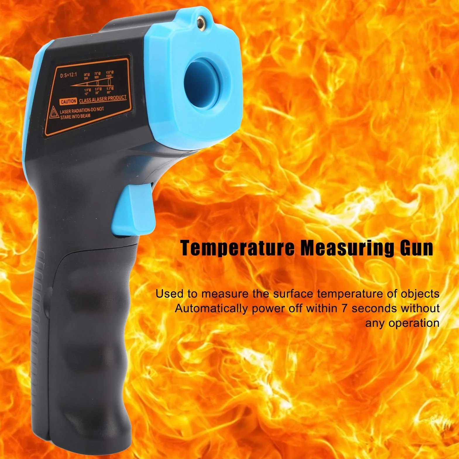 Bezdotykowy cyfrowy termometr na podczerwień Pistolet termiczny Gm320S Ręczny pistolet termiczny z wyświetlaczem LCD -50 600 do 600 (niebieski), termometr na podczerwień i