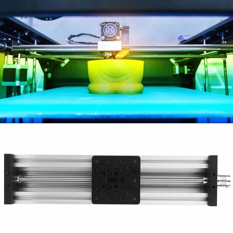 Liniowy stół przesuwny, długość przesuwu 250-500 mm Ślimakowy stół przesuwny Napęd stolika do grawerek w drukarkach 3D itp. Zautomatyzowane linie produkcyjne (250 mm srebrne)