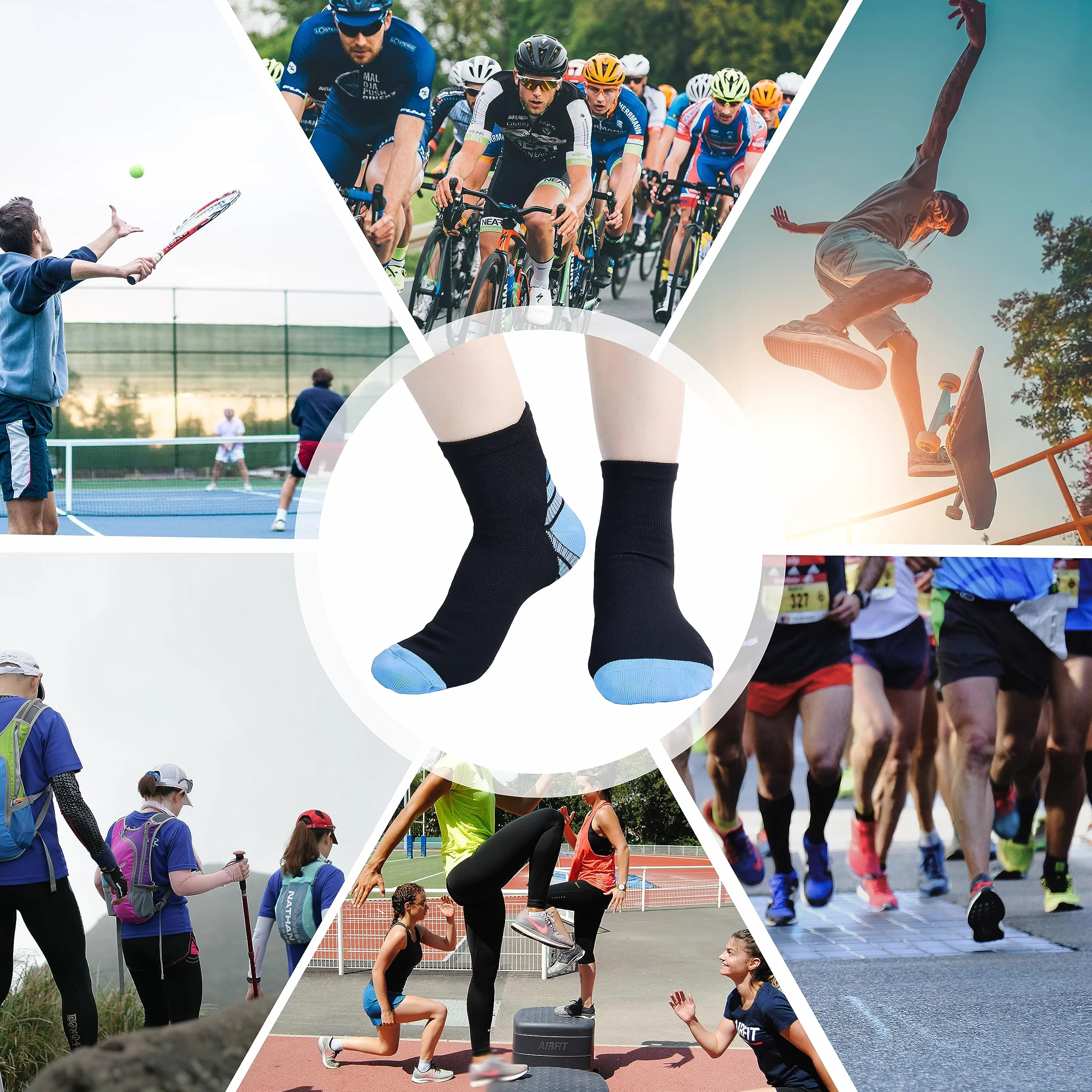 Jeasona 10 par skarpet uciskowych damskie/męskie, krótkie, letnie, do uprawiania sportu, wędrówek, biegania, biegania, skarpet kompresyjnych