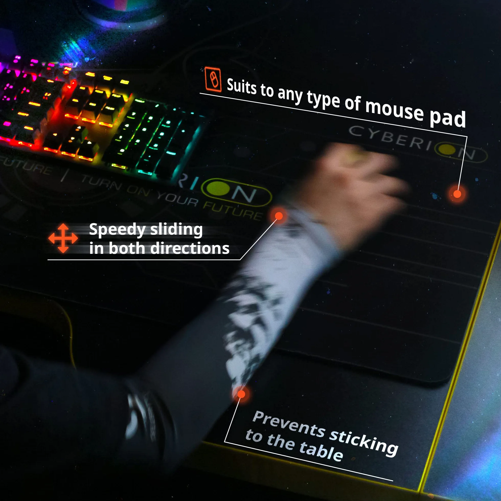 Rękaw na ramię gamingowe PC Sport z otwartym otworem na kciuk dla graczy e-sportowych