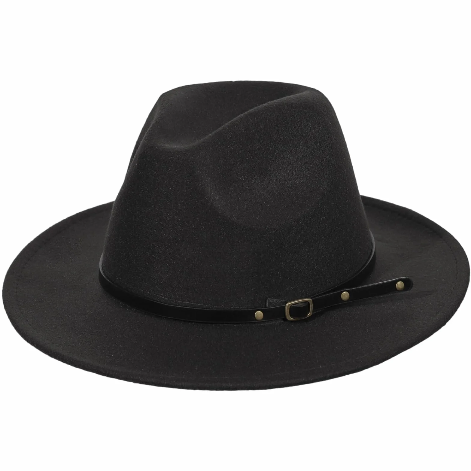 HAPPYPOP Fedora kapelusz damski, zimowy, czarny, modny, elegancki, z szerokim rondem, filcowy kapelusz na karnawał, imprezę, sesje, Oktoberfest, do baru, na festiwal