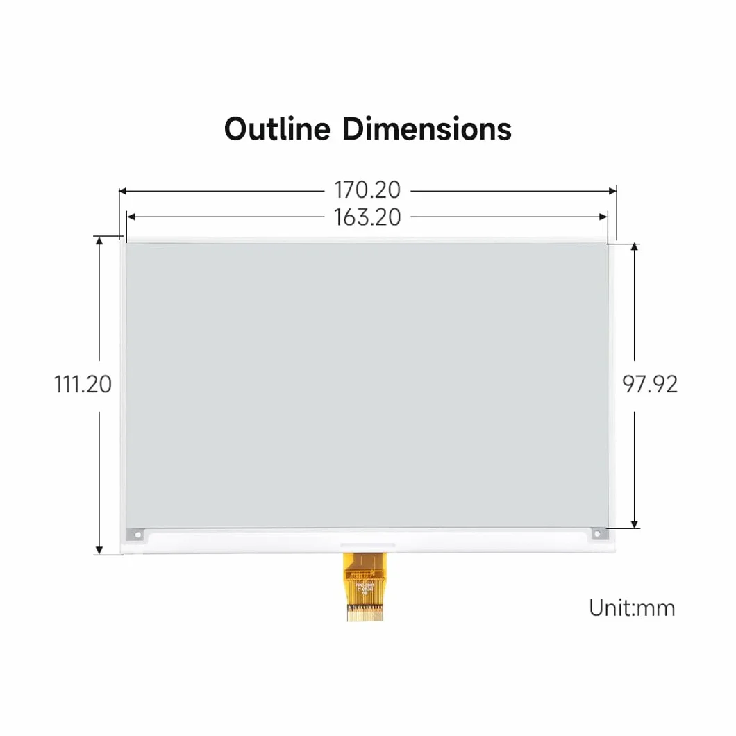 Waveshare 7.5 Inch E-Paper Raw Display Panel V2 800x480 Resolution 3.3V E-Ink Electronic Paper Screen Without PCB with Embedded Controller,Communicating via SPI Interface