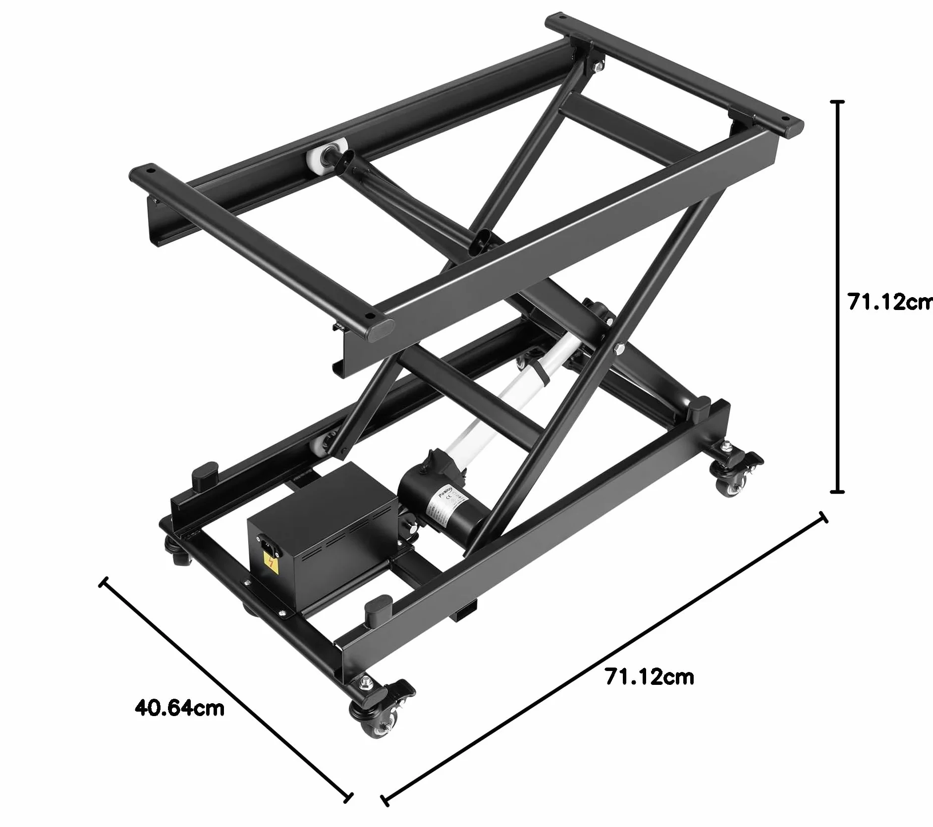 VEVOR Elektryczny stół podnoszący, 76 x 44 cm, nośność 150 kg, podnośnik nożycowy, 200 do 710 mm, z regulacją wysokości, podnośnik kawowy z 4 kółkami, do obsługi materiałów i transportu, czarny