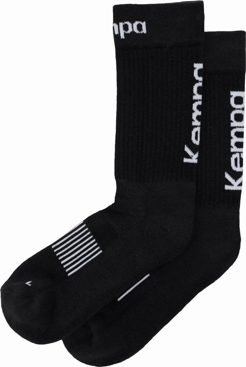 Kempa LOGO CLASSIC SOCKS, skarpetki sportowe, skarpetki tenisowe, lewa prawa, pończochy męskie, damskie, dziecięce, 1 para, czarno-białe, rozmiar 31-35