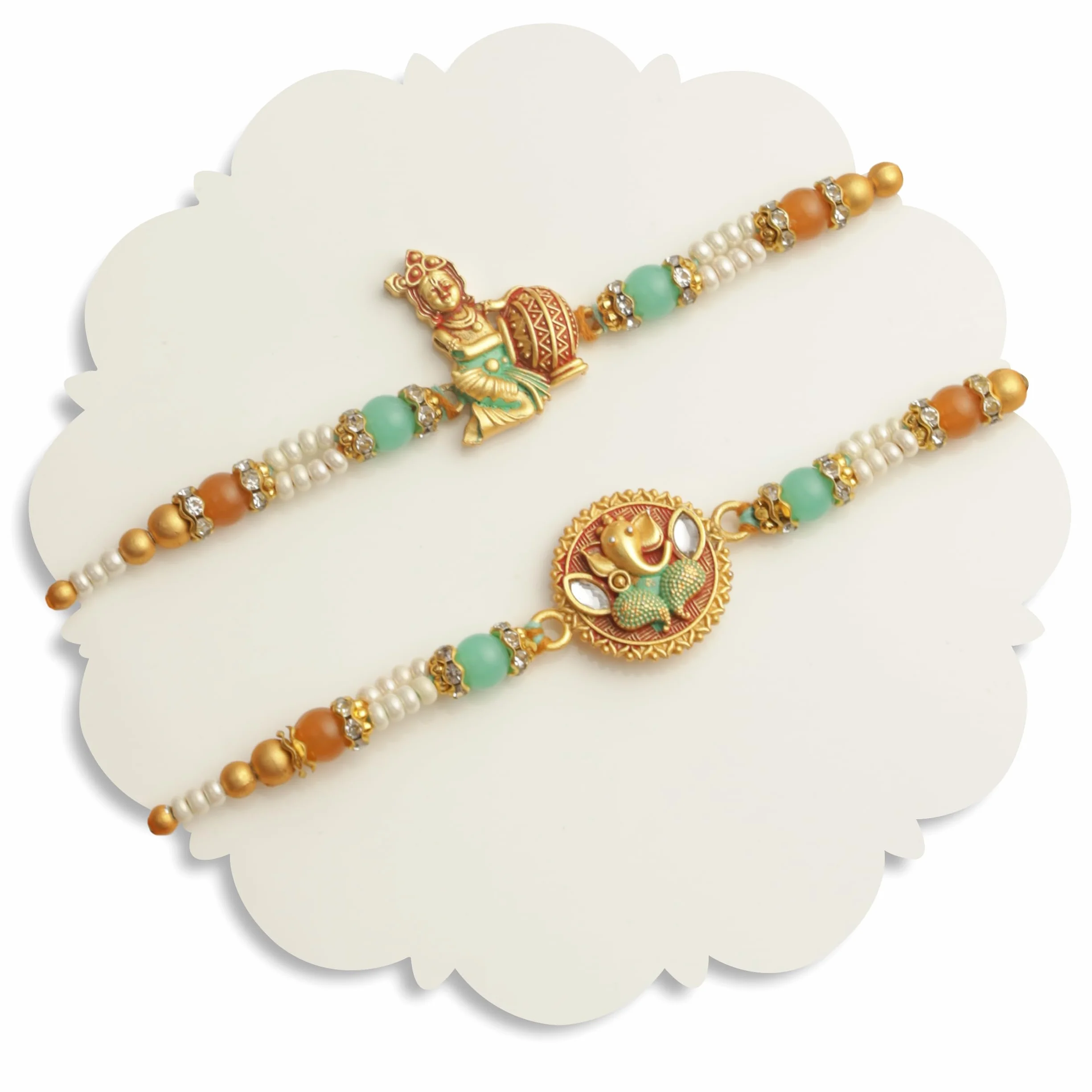 TIED RIBBONS Zestaw 2 rakhi dla brata z zestawem upominkowym | mini karta | Roli Chawal Tika - Raksha bandhan Rakhi bransoletka dla brata Rakhi 2 zestawy | Rakhi dla Bhaiya | nić Bhai Rakhi, 13 Inch