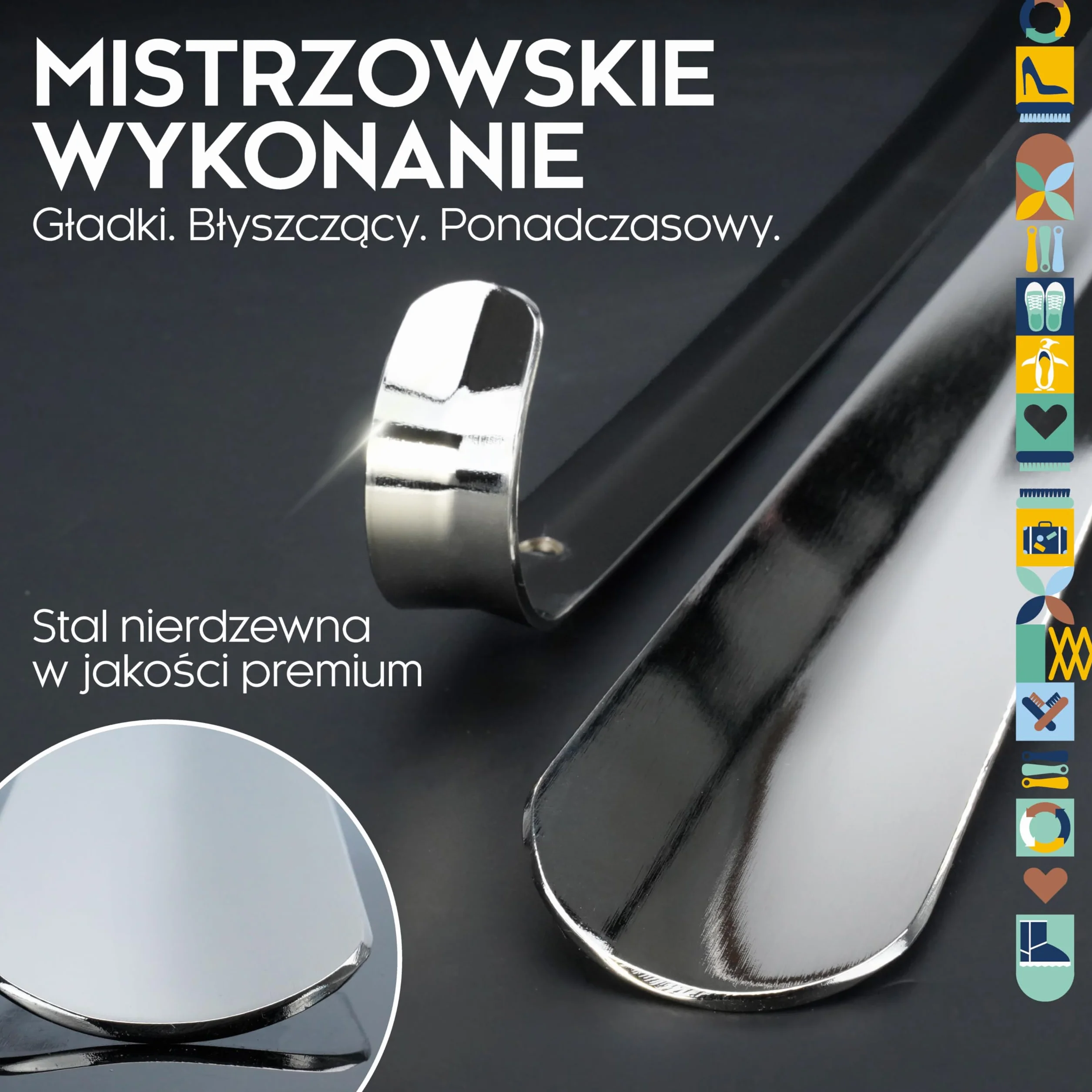 biped łyżka do butów metal długa 70 cm – stal nierdzewna z haczykiem do zawieszenia – solidna i elegancka metalowa łyżka do butów wysokiej jakości z2792(1 sztuk)