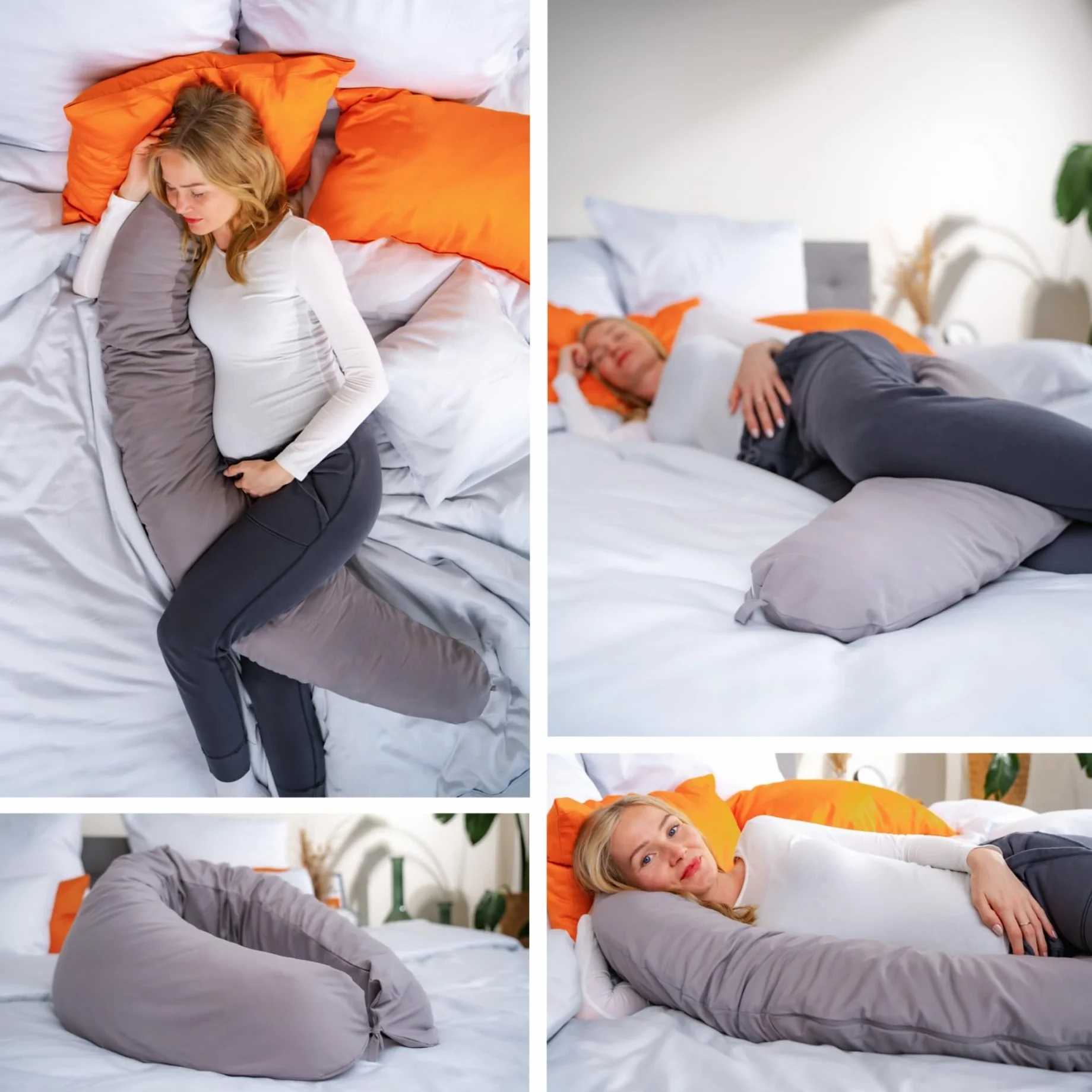 sleepling Poduszka do karmienia 40 x 190 cm, długa poduszka ciążowa, poduszka do pozycjonowania, 100% mikrofibra, można prać w 60 stopniach, Ökotex, szara