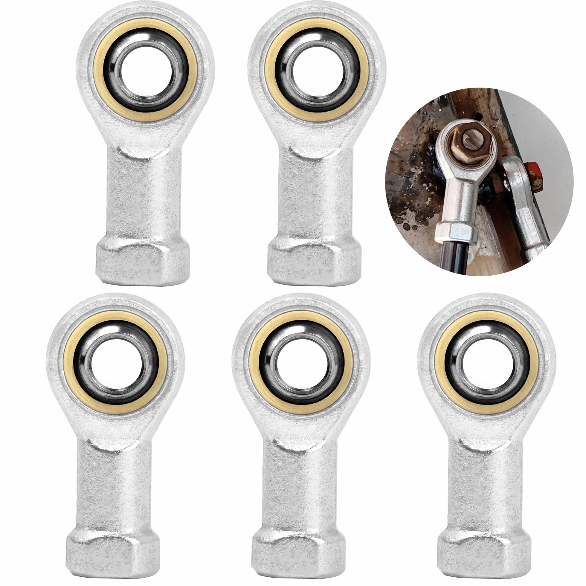 5 Sztuki M8 Łożysko Głowica Przegubowa,M8*1.25 mm Gwint Wewnętrzny Prawoskrętny,Samosmarujące do Sferycznych Końcówek Drążka Przesuwnego,Łożysko Głowicy Przegubowej Kulowy Unibalowy
