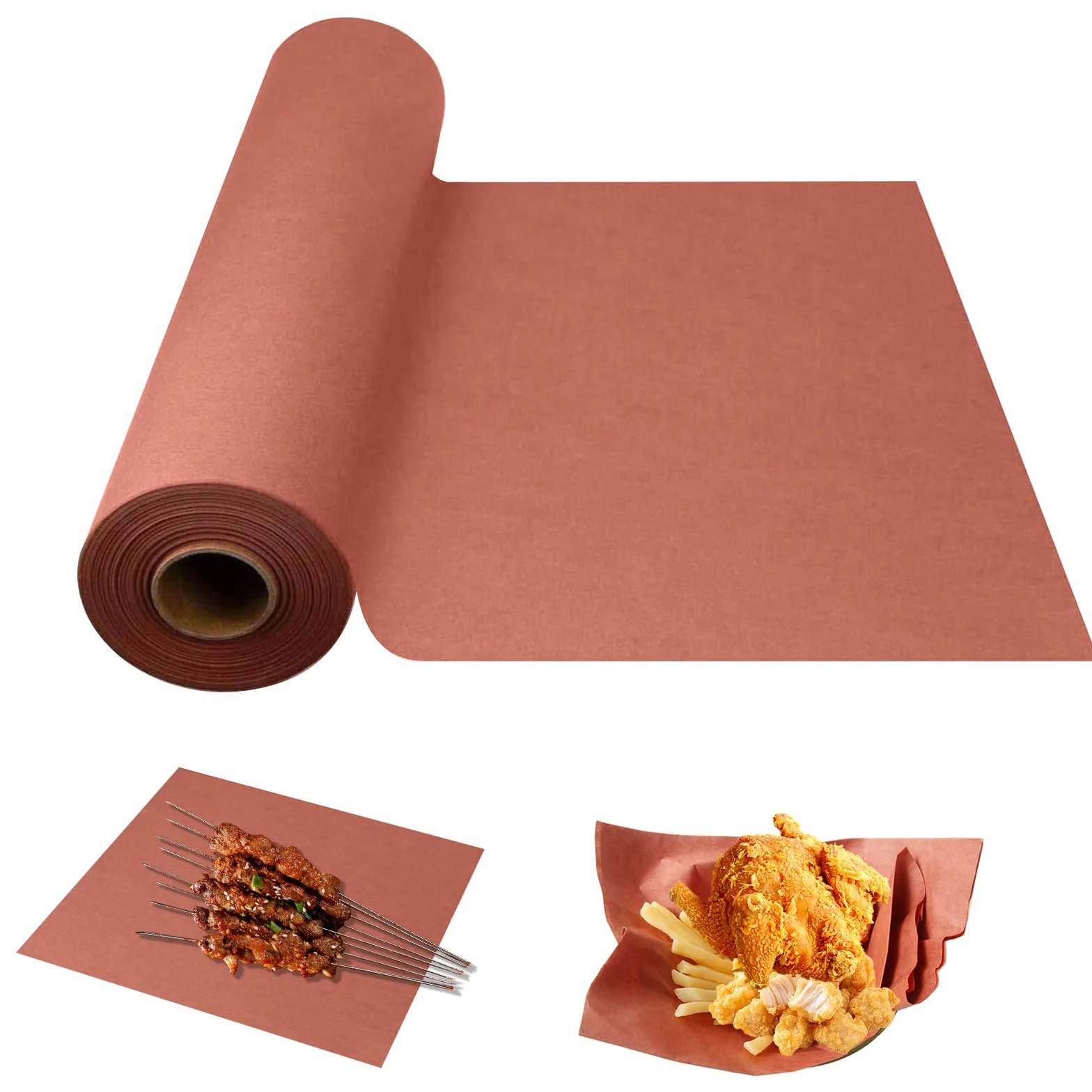 Papier rzeźniczy, różowy papier typu kraft, 30 cm x 30 m, oryginalny papier typu kraft, do grilla, wędzarni, mięsa ryb, perfekcyjne gotowanie soczystych potraw