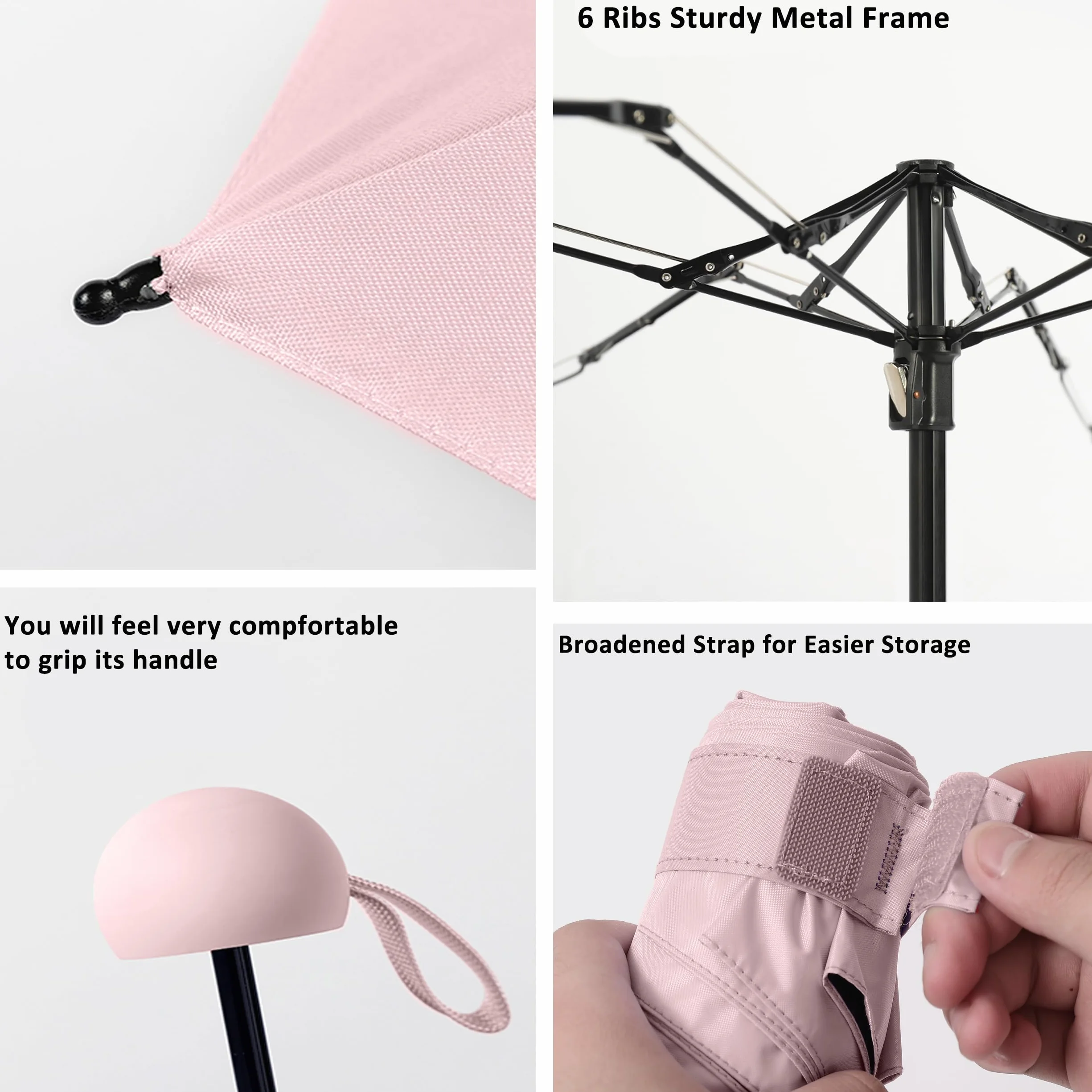 BAODINI Podróżny mini parasol do torebki z etui-mały kompaktowy parasol chroniący przed promieniowaniem UV lekki mały parasol kieszonkowy UPF 50+ dla kobiet dziewcząt mężczyzn