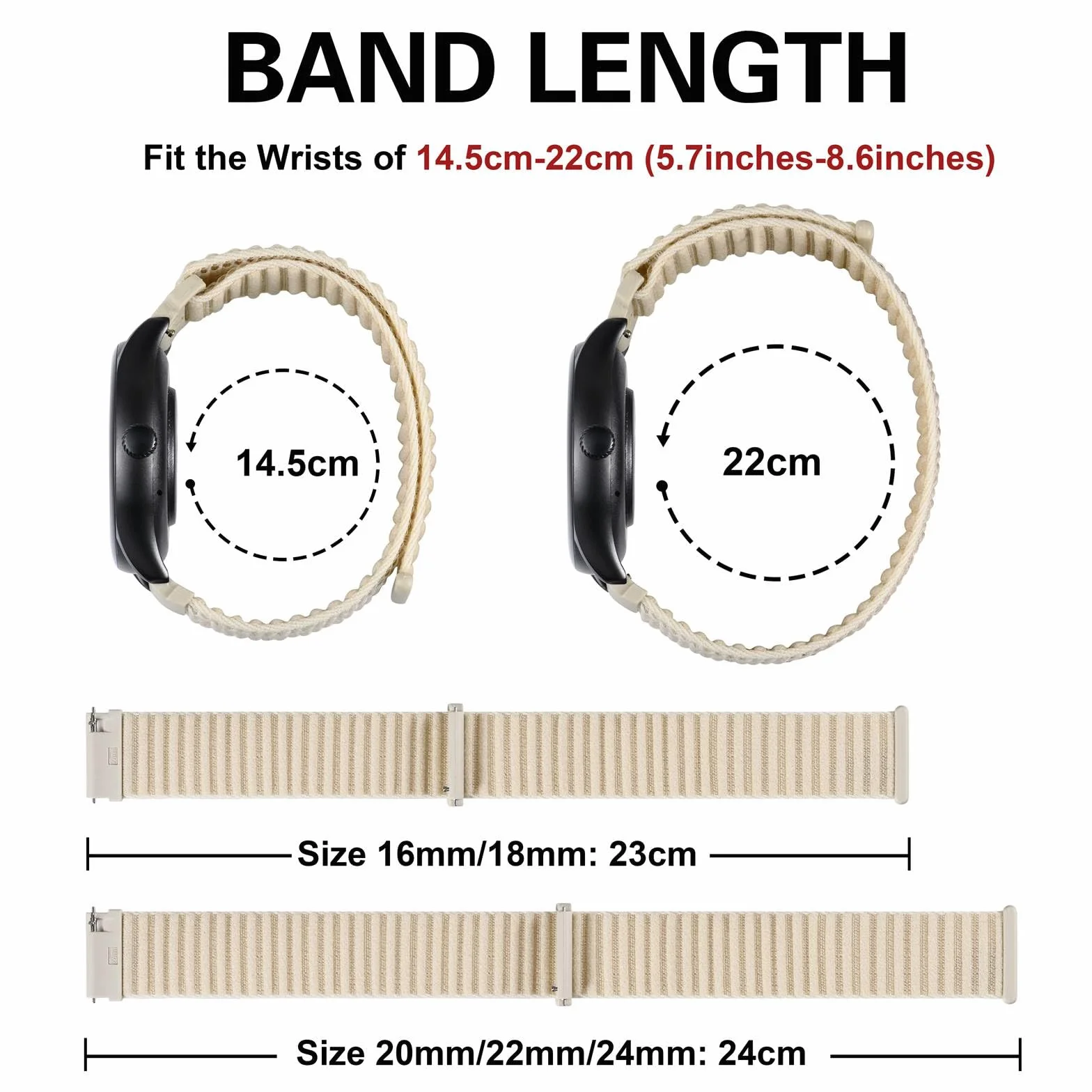 BISONSTRAP Nylonowe paski do zegarków dla mężczyzn i kobiet, nylonowe paski na rzep, szybkie zapięcie, regulowana bransoletka zastępcza, 16 mm, 18 mm, 20 mm, 22 mm, 24 mm