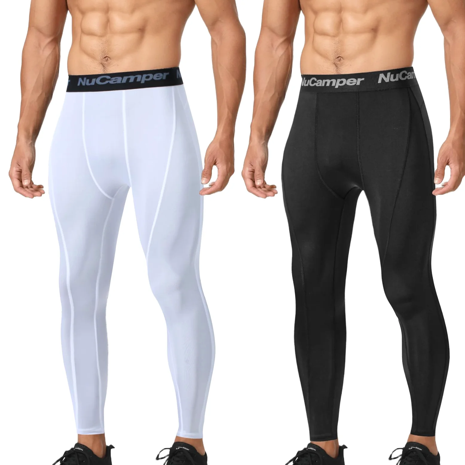 NuCamper Spodnie Kompresyjne Męskie Legginsy, Oddychające Kompresyjne, Szybkoschnące Fitness, Dopasowane w Pasie, Rozciągającego Baselayer Legginsy Spodnie Dla Fitness Jogging Koszykówka