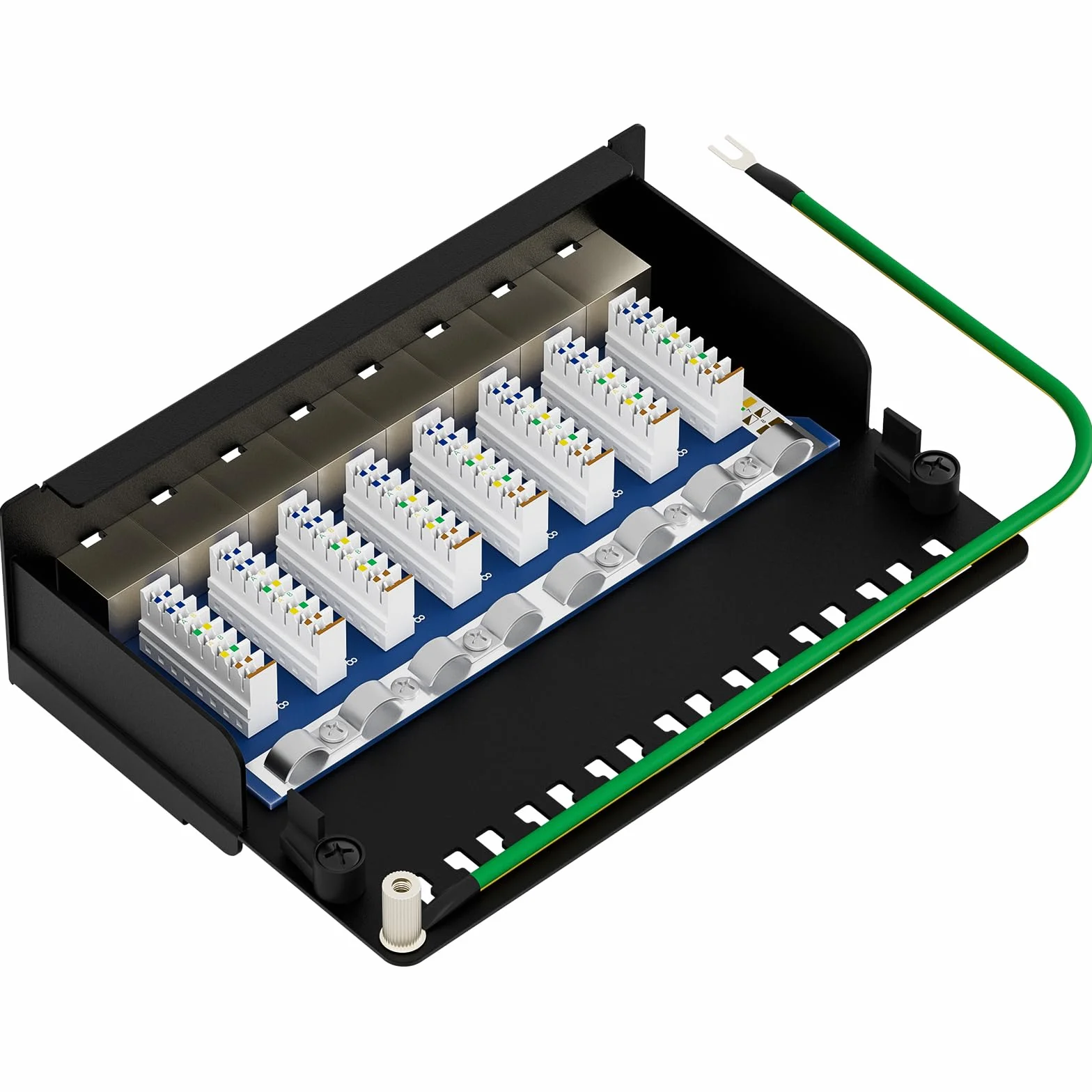 FGB Panel krosowy CAT 7 panel rozdzielczy 8 portów - na stole/ścienne/pulpit ekranowany gniazdo 8X RJ45 - LSA rozdzielacz do przełączników sieciowych Gigabit