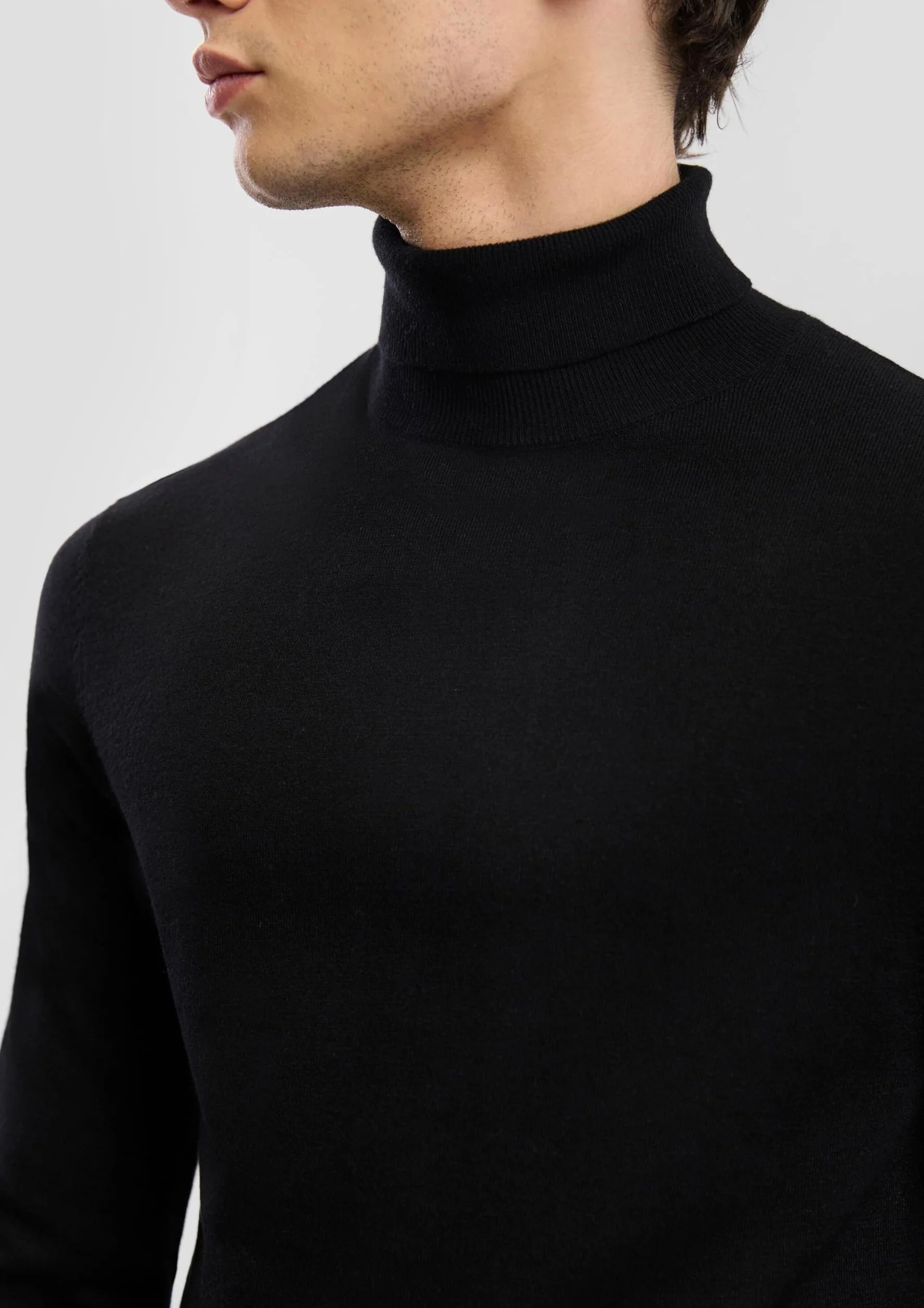 QS Sweter z golfem, czarny, XL