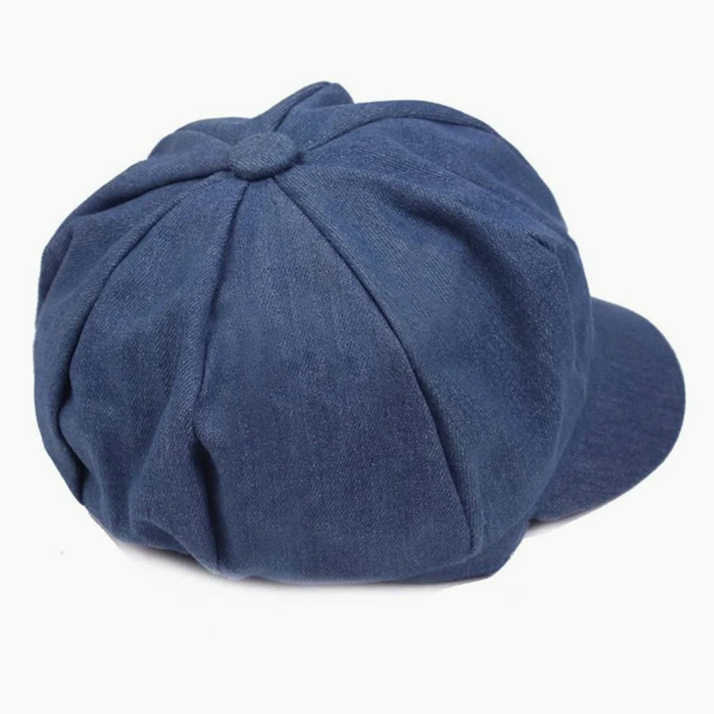Czapka gazeciarza damska Denim ośmiokątna czapka Baker czapka chłopięca kapelusz beret damski wiosenny letni bawełniany francuski kapelusz malarza (kolor: argento, rozmiar: 56-58 cm) (3 szt.)