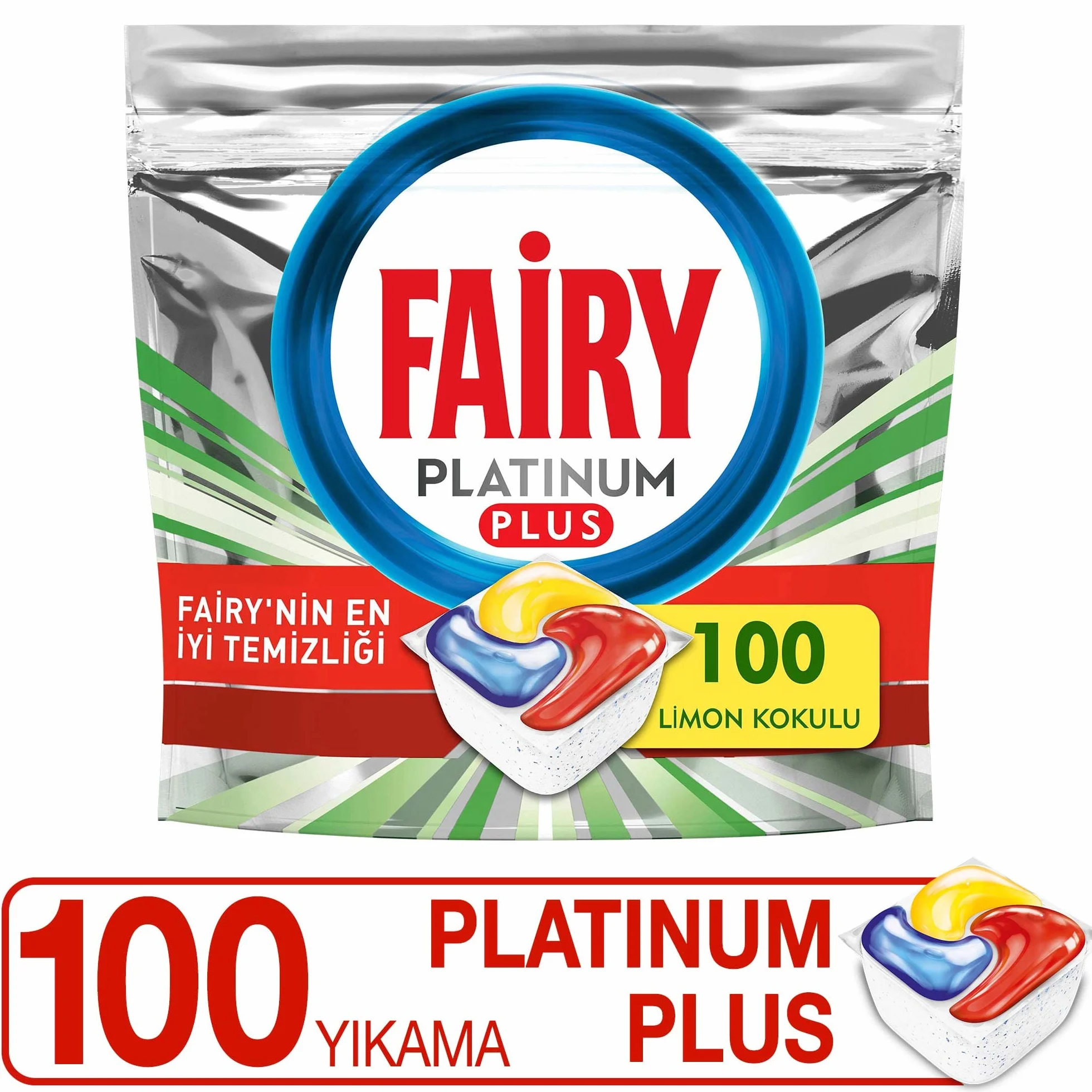 Fairy Platinum Plus All In One, Kapsułki do zmywarki, Lemon, 106 sztuk (2 x 53 szt.), Tabletki czyszczące