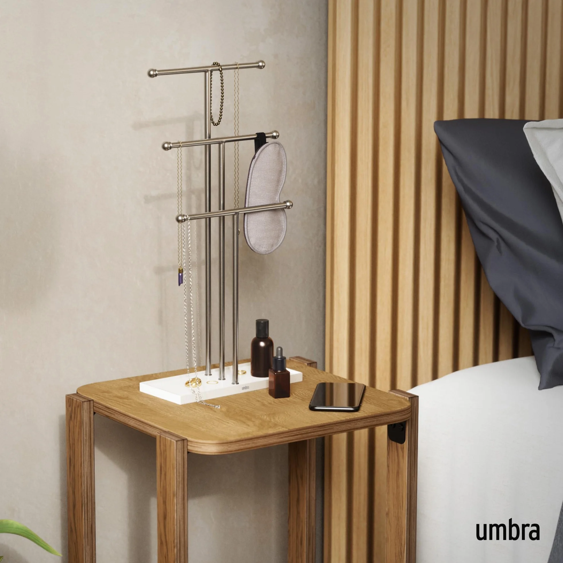 Umbra Trigem Organizer na Biżuterię, Srebrny/Biały, 23 x 10 x 48 cm