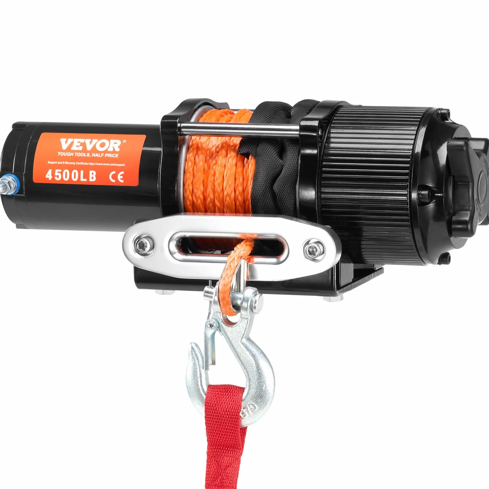 VEVOR Wciągarka linowa 12 V, 2041 kg, wciągarka elektryczna 12 V DC do pojazdów terenowych/UTV, wciągarka silnikowa z 12-żyłową linką syntetyczną (Φ0,6 x 1188,7 cm), aluminiowa prowadnica liny, piloty