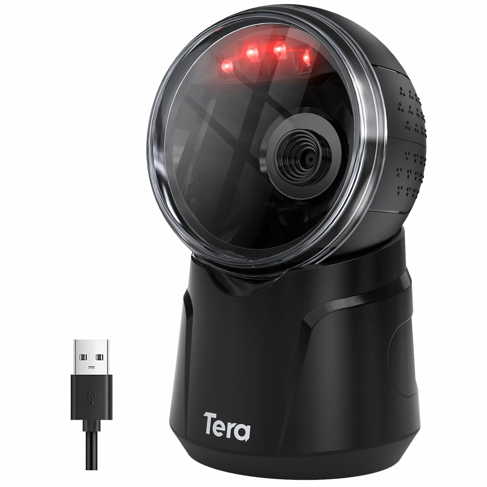 Tera Skaner kodów kreskowych pulpit wielokierunkowy: 1D 2D QR skaner kodów kreskowych z kablem USB, regulowana głowica skanująca do supermarketów POS sklep detaliczny, mobilny model płatności 9000