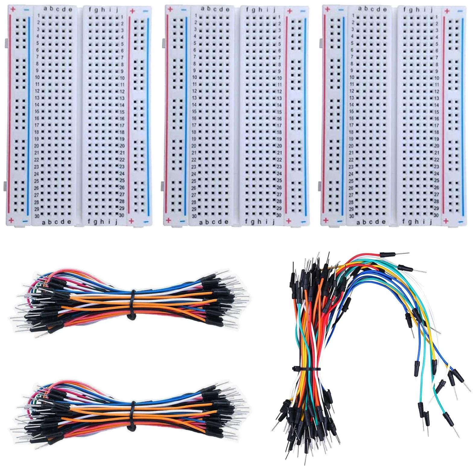 GTIWUNG Zestaw 3 szt. 400 Tie Points Mini Breadboard Kit, nielutowana płytka drukowana do Arduino Proto Shield + 195 szt. mostków wtykowych Jumper Wire Kabel