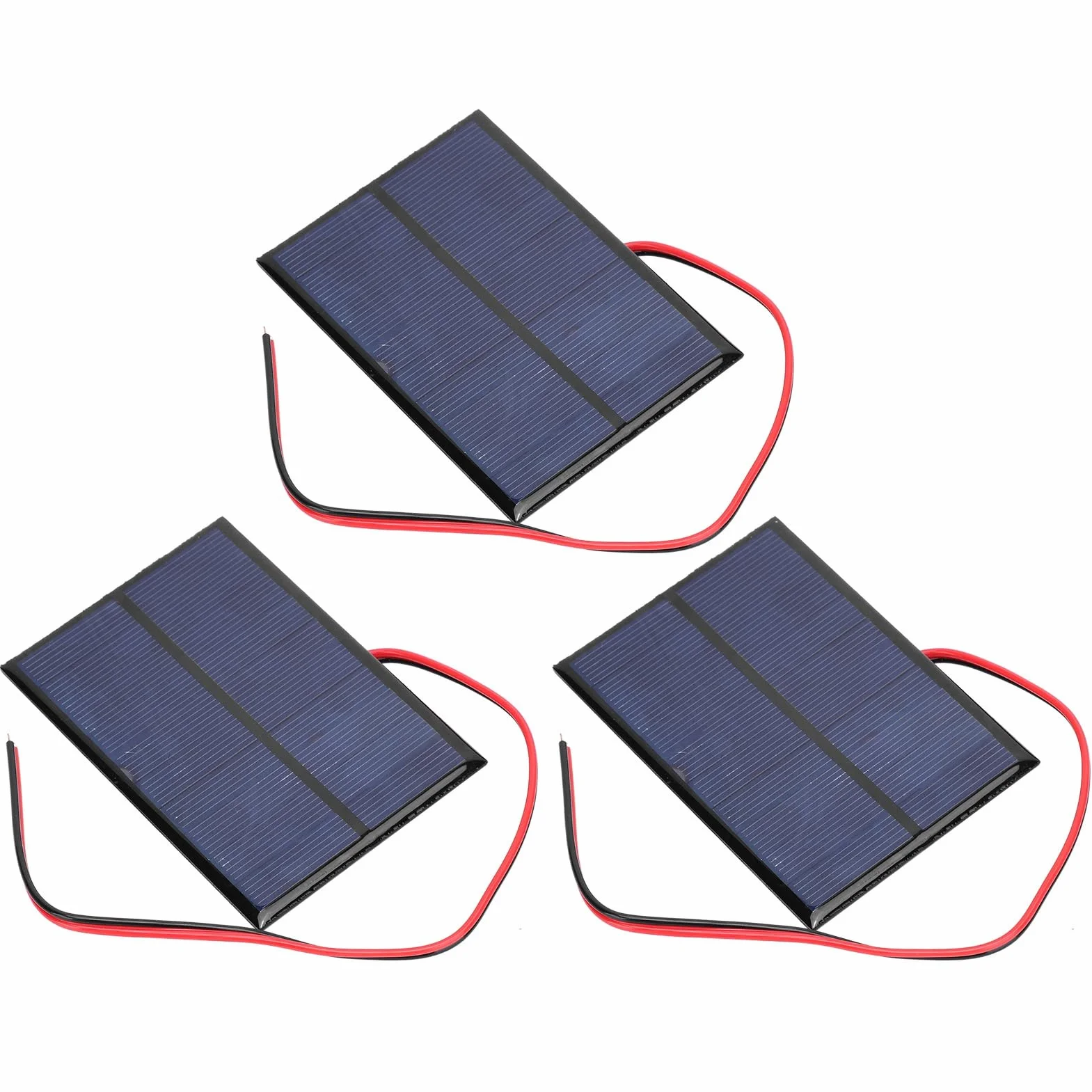 Mini Panel Słoneczny, 3 Sztuki Polysilicon 5V 1W 200mA 2mm Epoksydowy Panel Słoneczny 100x70+30cm Czerwona i Czarna Linia do Energii Słonecznej, DIY Home, Science Projects Toys