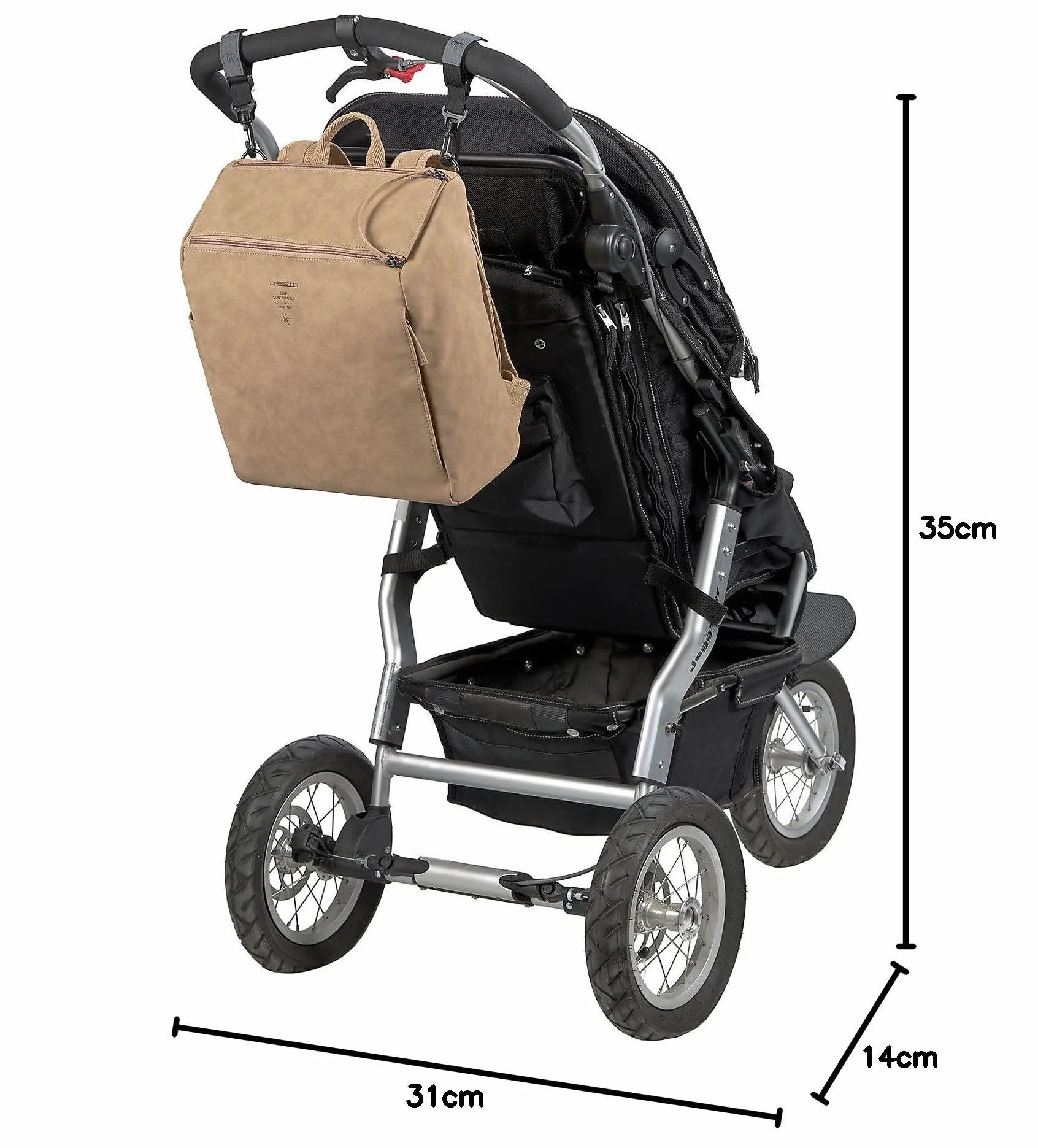 LÄSSIG Plecak do przewijania dla niemowląt, torba do przewijania ze skóry wegańskiej/Tender Backpack Camel, 1 sztuka (1 opakowanie)