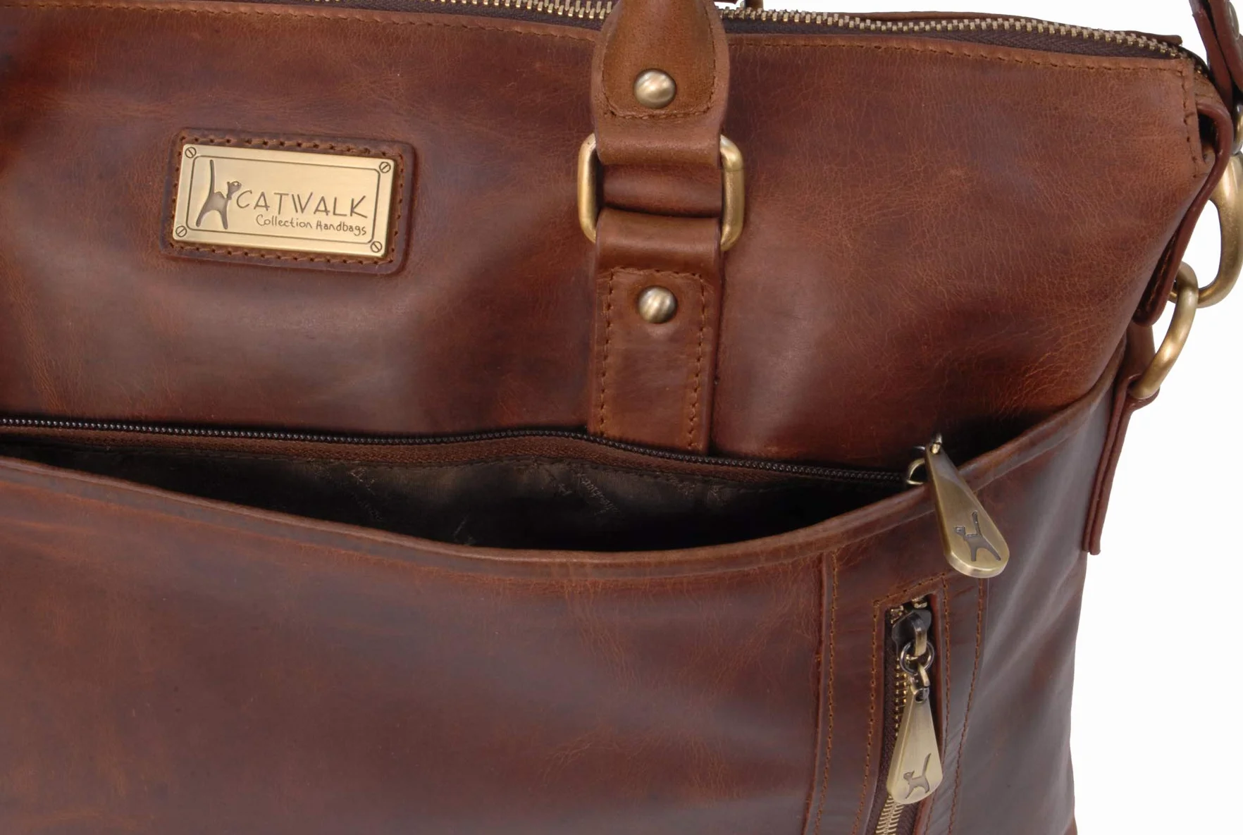 Catwalk Collection Handbags - Duża Damska Skórzana Torebka Typu Tote - Torba na Laptopa do Pracy - Aktówka z Paskiem na Ramię - Adele
