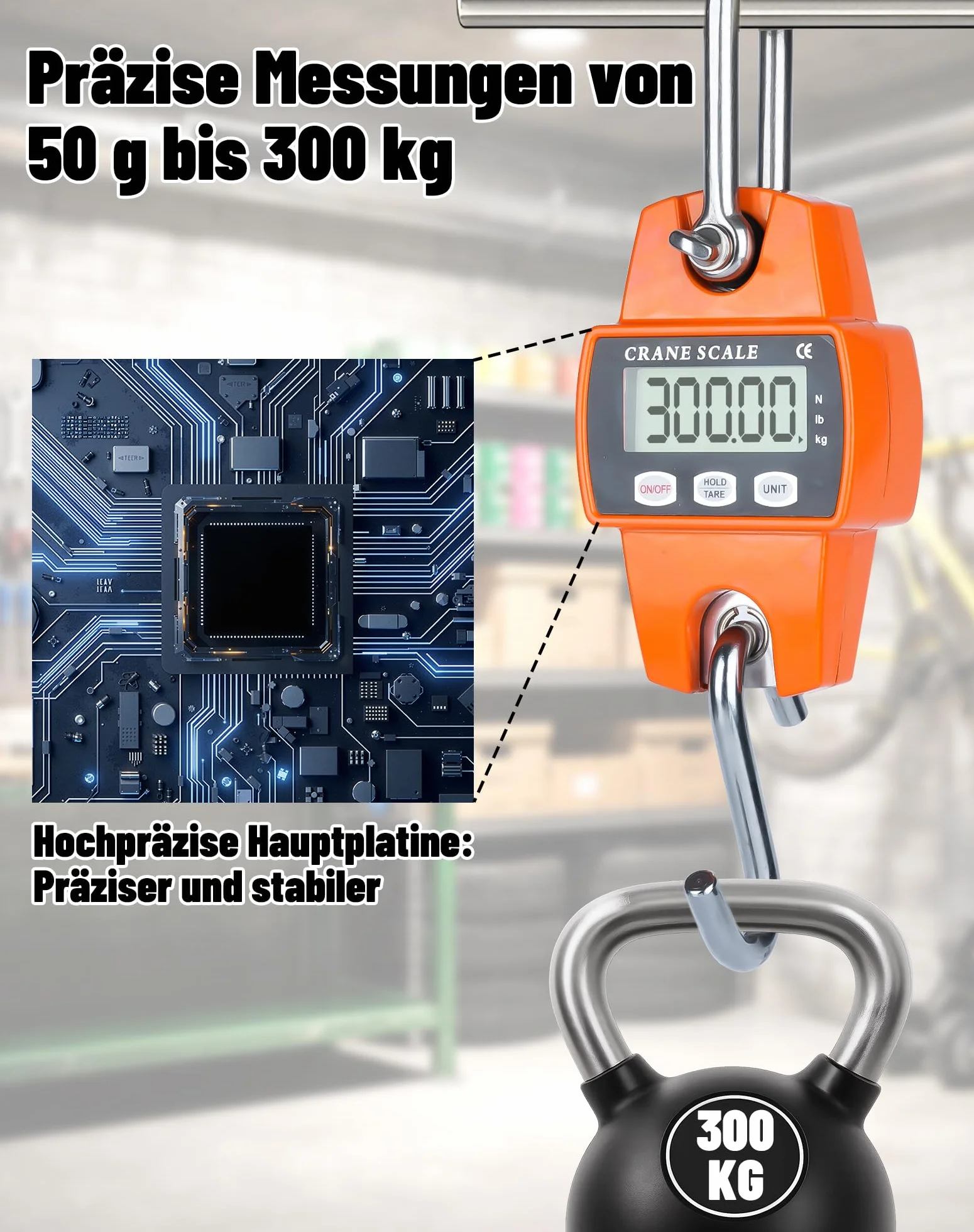 Cyfrowa waga wisząca 300 kg 50 g precyzyjna waga dźwigowa elektroniczna