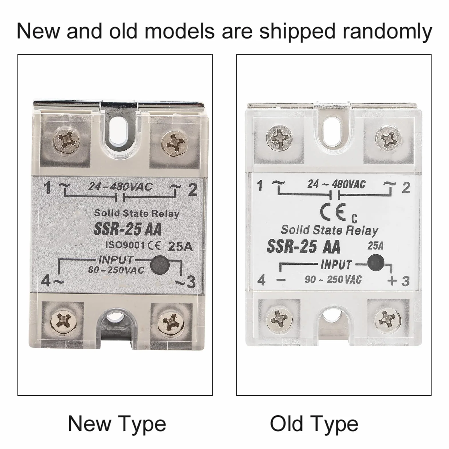 Przekaźnik Półprzewodnikowy 240 V AC, SSR-25 AA 25A Moduł Przekaźnika z Napięciem Wejściowym 90-250 V AC Wyjście 24-480 V AC