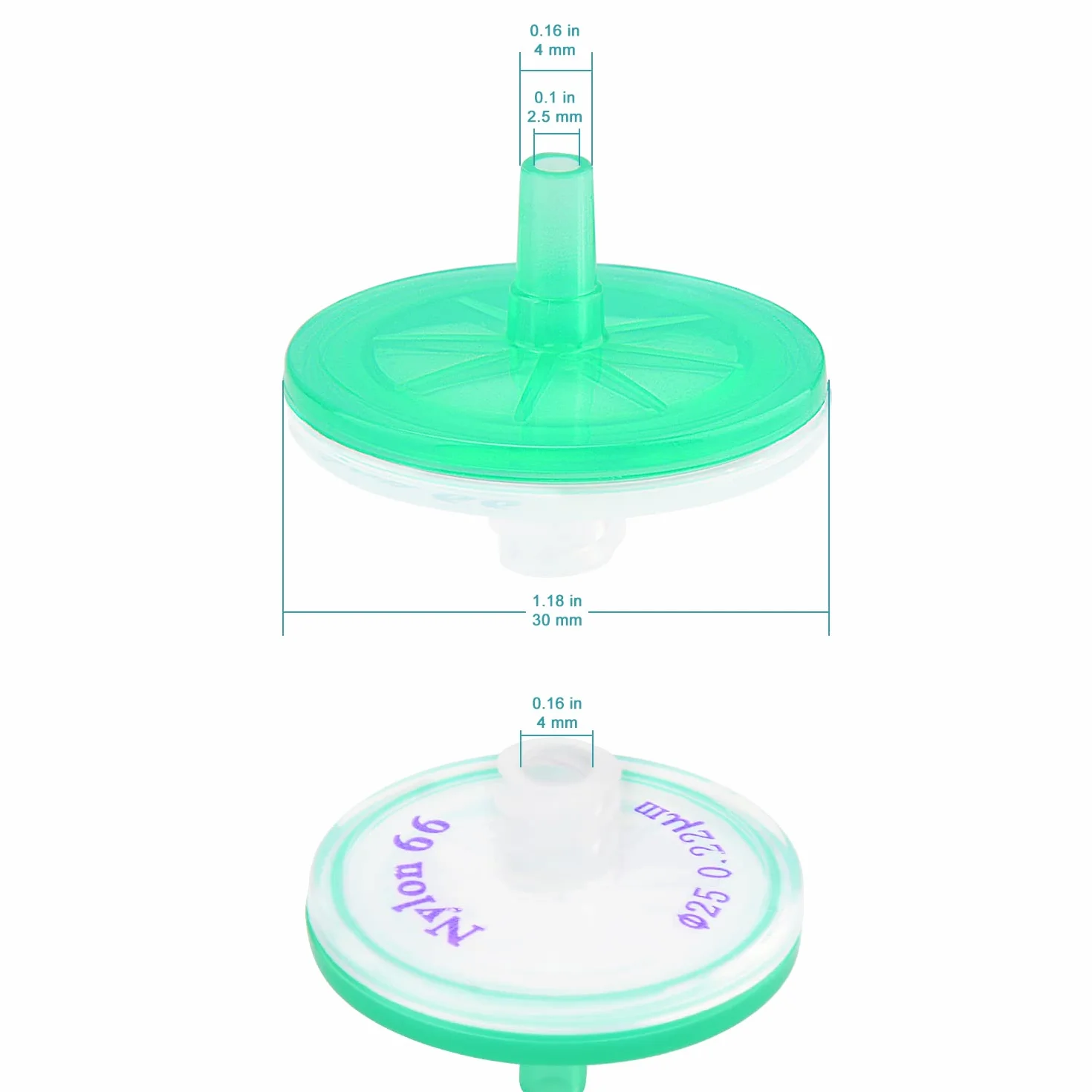 stonylab 10 Sztuk Filtrów Strzykawki, Sterylnych Filtrów Membranowych Nylon 66 Filtracja Hydrofilowa z Wielkości Porów 0,22 μm i Średnicy 25 mm, Pojedynczo Owinięte, Tylko do Użytku Laboratoryjnego