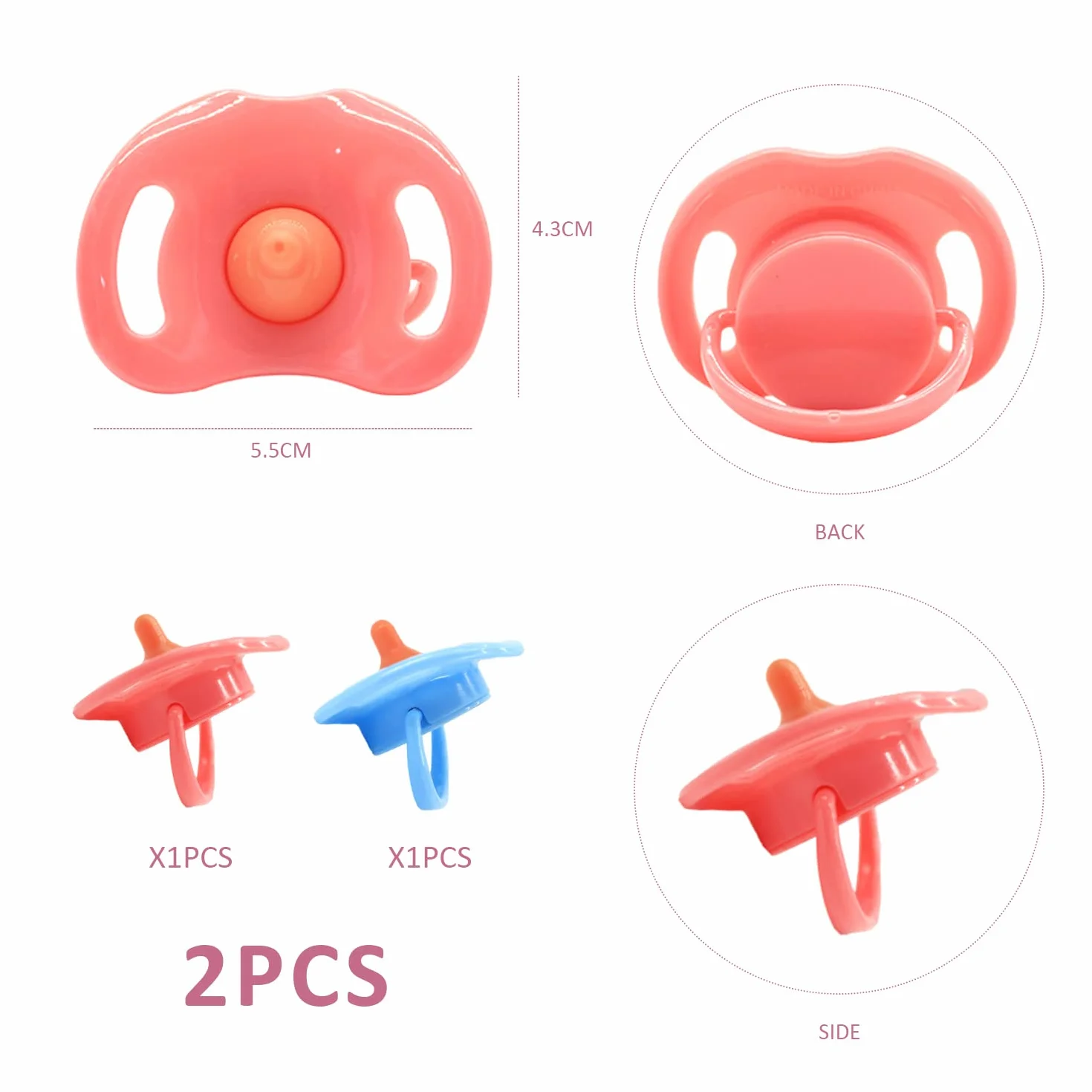 Zestaw 4 akcesoriów dla lalek, śliniaczek/pielucha/smoczka, zabawki dla dzieci, akcesoria do karmienia lalek, śliniaczek wielokrotnego użytku, pieluchy samoprzylepne, zabawki do roli, z 2
