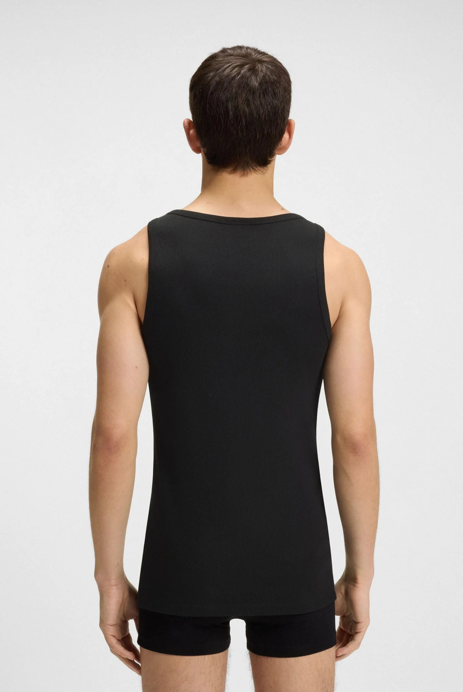 HUGO Męski tank top dwupak rozciągliwej bawełny bielizna kamizelki z logo czarny XXL