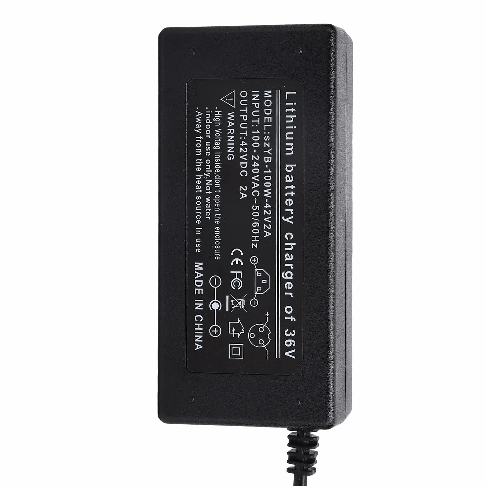 Zastosowanie Zasilacza Pojazdy Elektryczne, Akumulatory Itp. Złącze Męskie 42 V 2 A DC 5,5 Mm do Akumulatora Litowo-jonowego 36 V AC 100-240 V 50/60 Hz. Czarny(EU)
