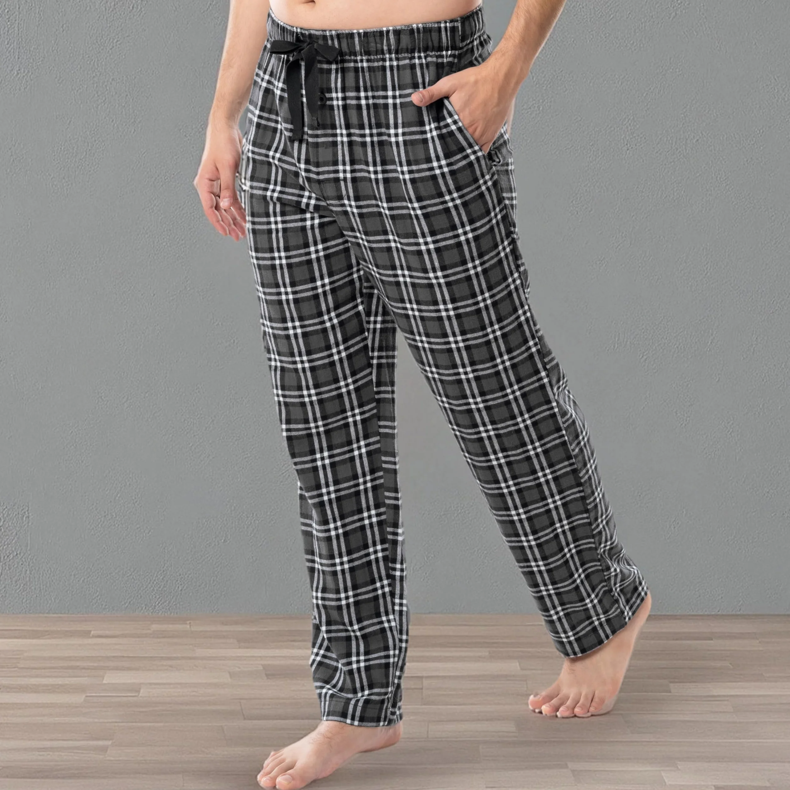 Fruit of the Loom Męskie spodnie piżamowe z flaneli plecionej