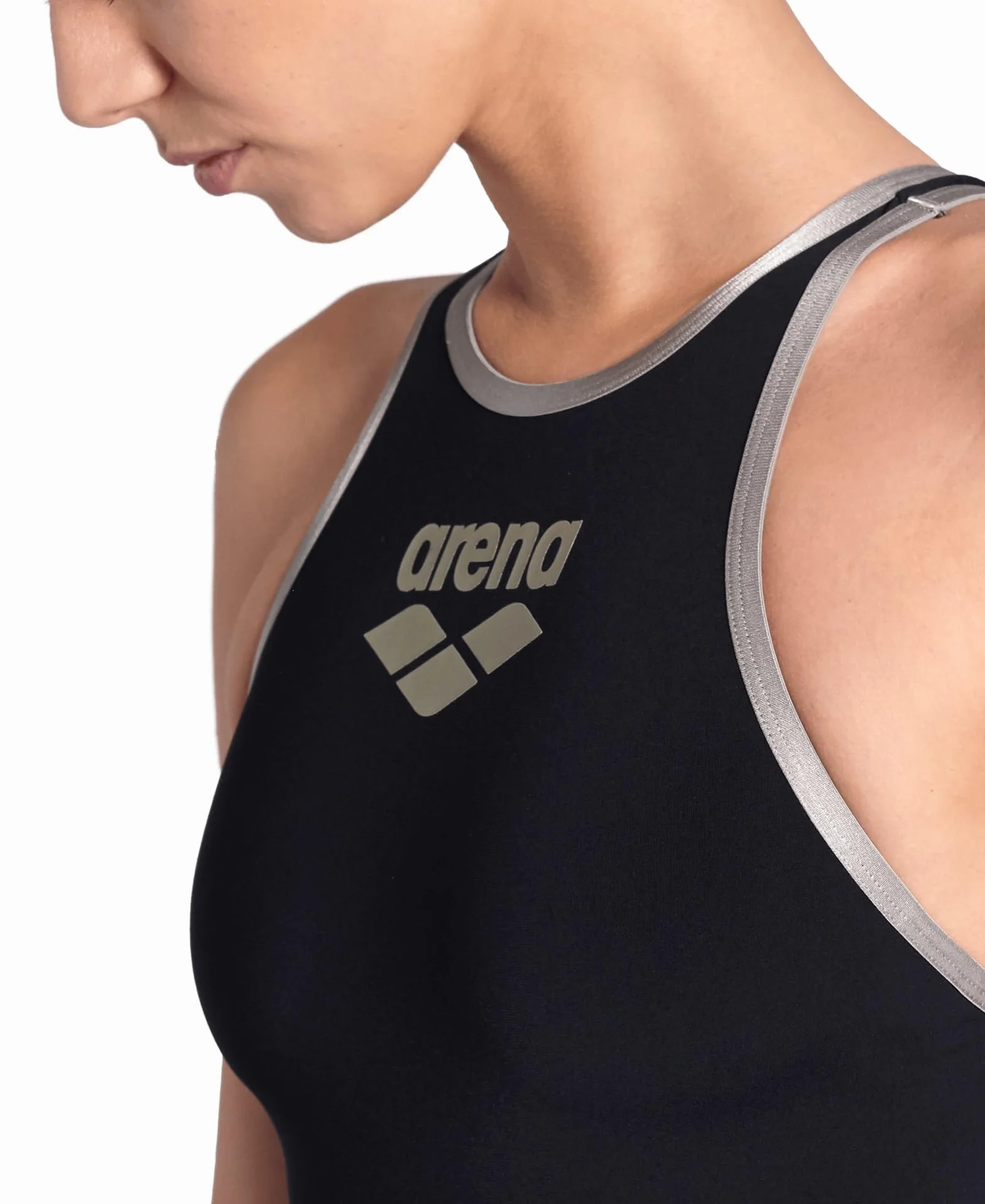 ARENA Damski Biglogo One Piece Swimsuit, Black-Silver, 38 EU