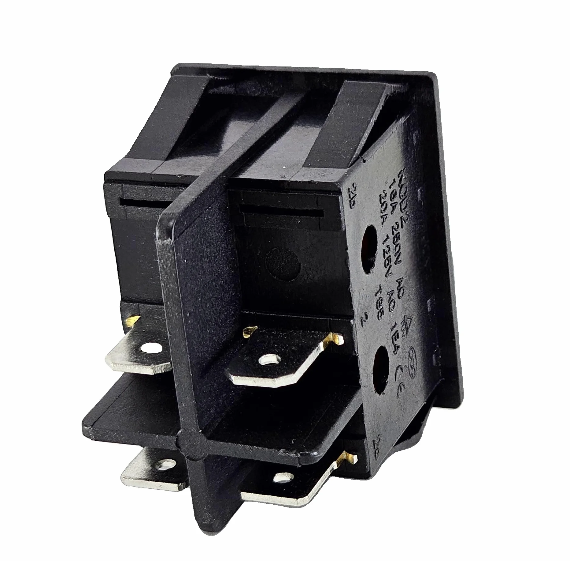 Przełącznik kołyskowy z wodoszczelną osłoną, 2-biegunowy (4pin), 16 A, 250 V AC, 30 x 22 mm, czerwony kołysk, podświetlany