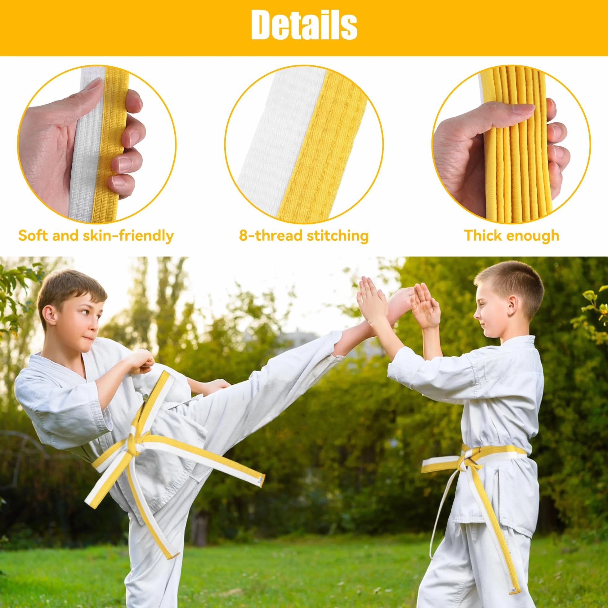 Judo Karate pasek do karate sztuki walki karate judo bawełna Taekwondo Belts profesjonalny pasek Aikido Karate Aikido pasek biały żółty dla dzieci i dorosłych pasek do sportów walki 260 cm