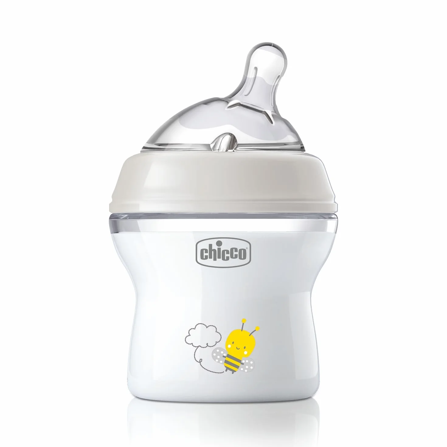 Chicco Butelka Natural Feeling, Antykolkowa, Dla Niemowląt 0 miesięcy + 150 ml, z Miękkim i Elastycznym Silikonowym Smoczkiem, Odpowiednia do Karmienia Naprzemiennego, Przepływ Wolny, kolor neutralny