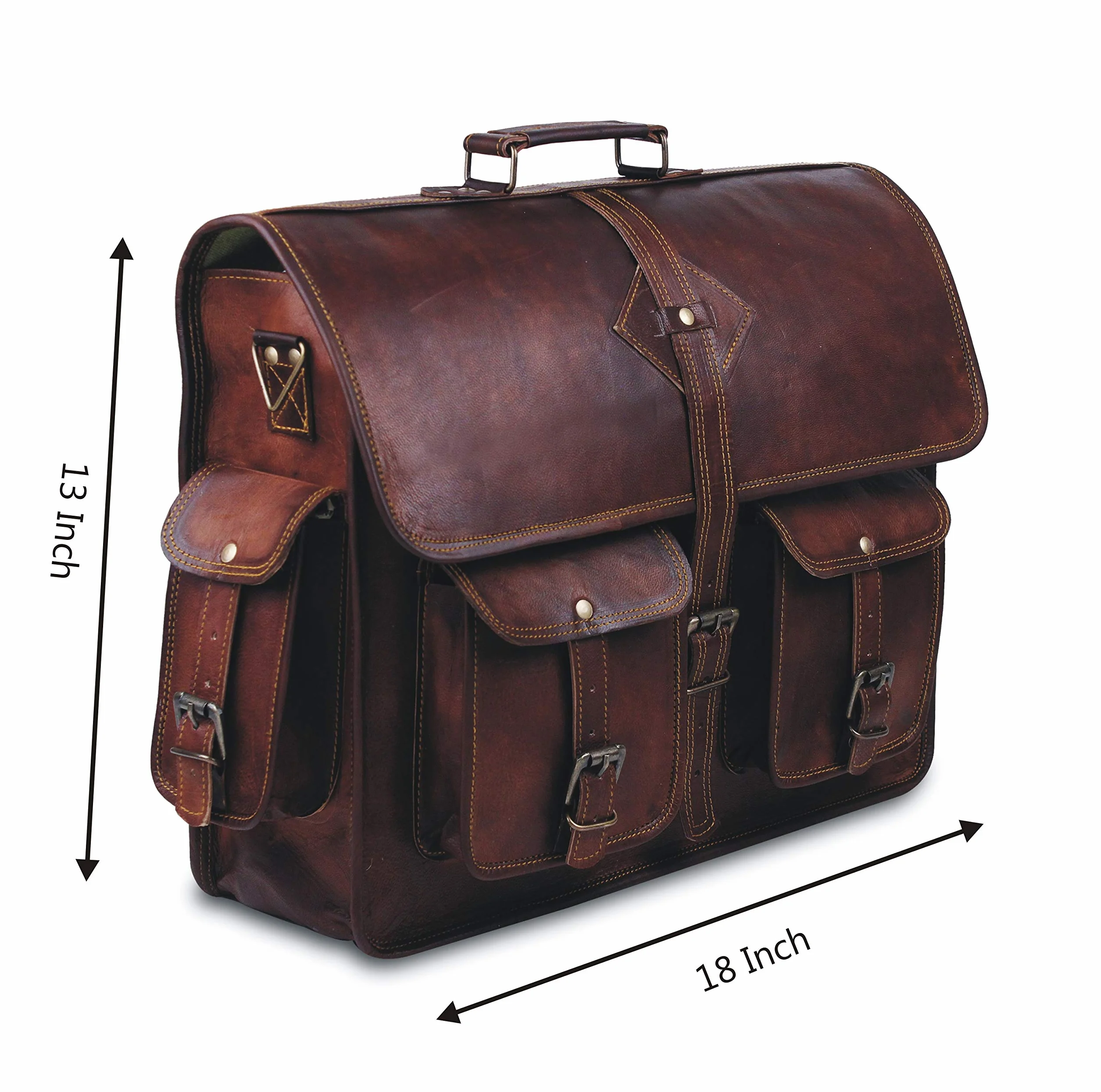 Skórzana torba Vintage Laptop 18 cali Męska Brązowa Aktówka