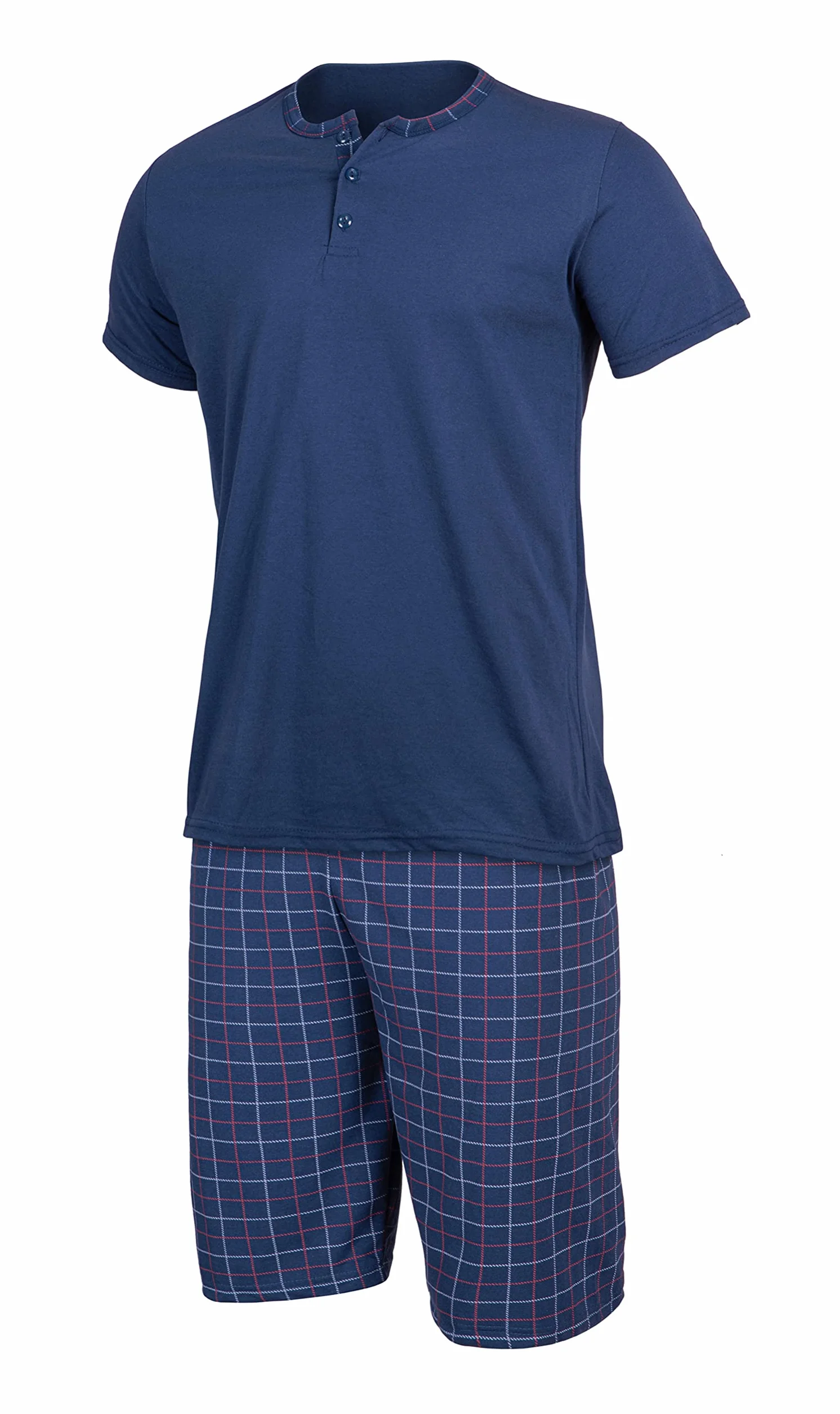 HEYO Piżama męska krótka piżama z bawełny, dwuczęściowy zestaw, szorty, t-shirt