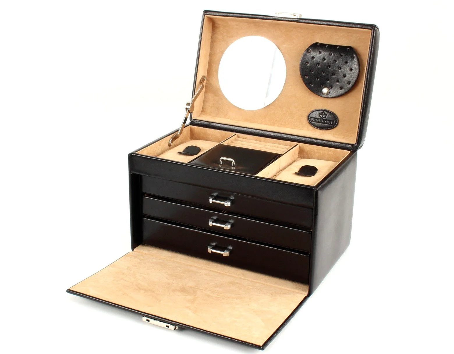Windrose Szkatułka na biżuterię Merino Moda Jewelry Box Black czarna