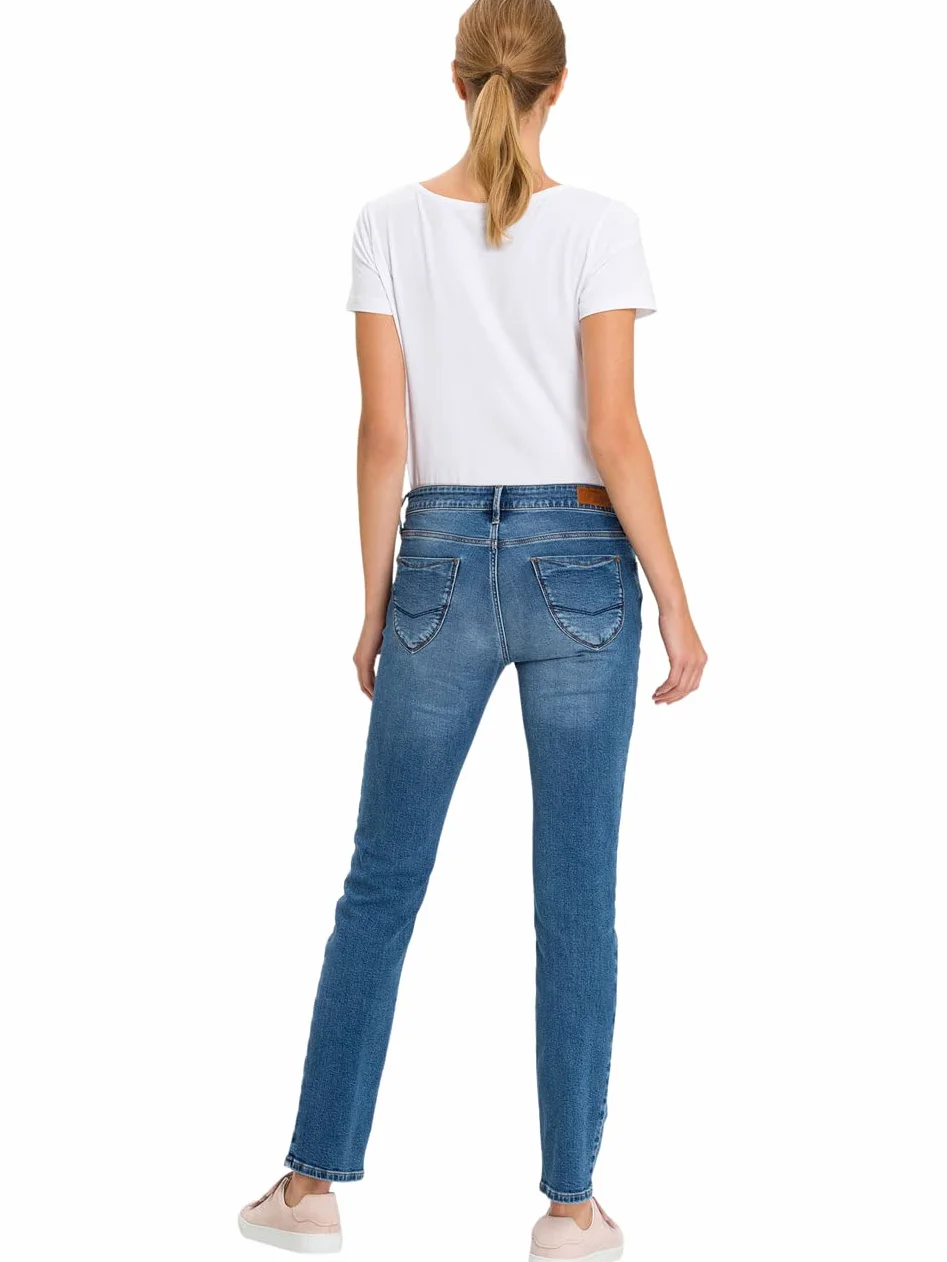 Cross Damskie jeansy Rose High Waist Straight Regular Fit, Mid Blue (061), 31W / 36L