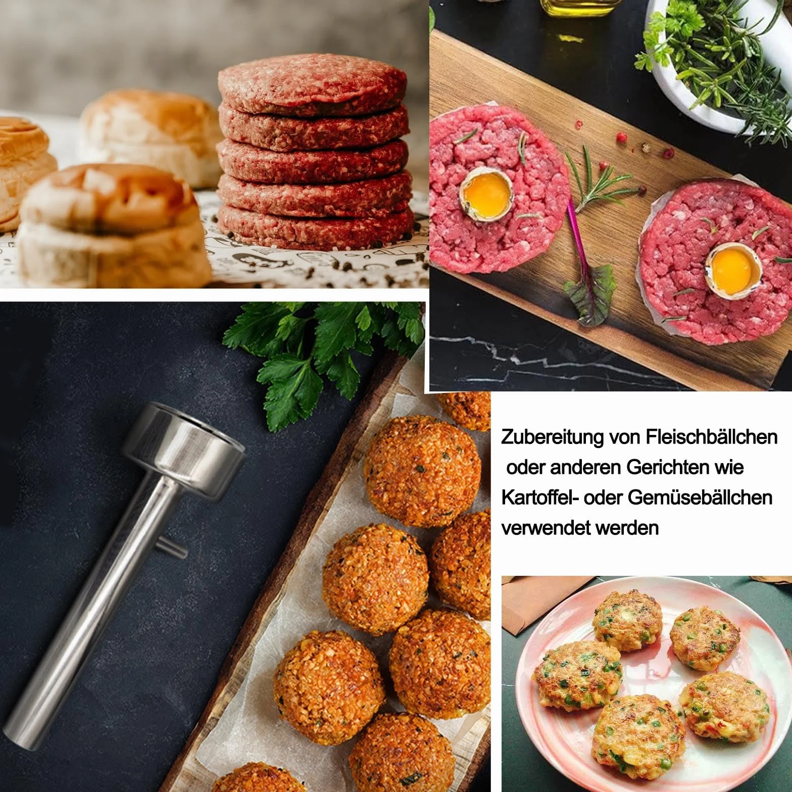 Falafel miarka do porcjowania klopsików 4 cm, łopatka do falafelu, stal nierdzewna, foremka do kotletów, łopatka do gotowania falafelu, nieklejące się narzędzie do balerowania falafelu, kulki falafel