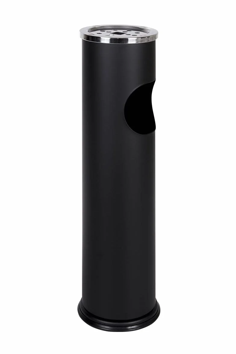 METLEX, Wolnostojąca popielniczka z koszem na śmieci (Black Chrome Steel) MX9158