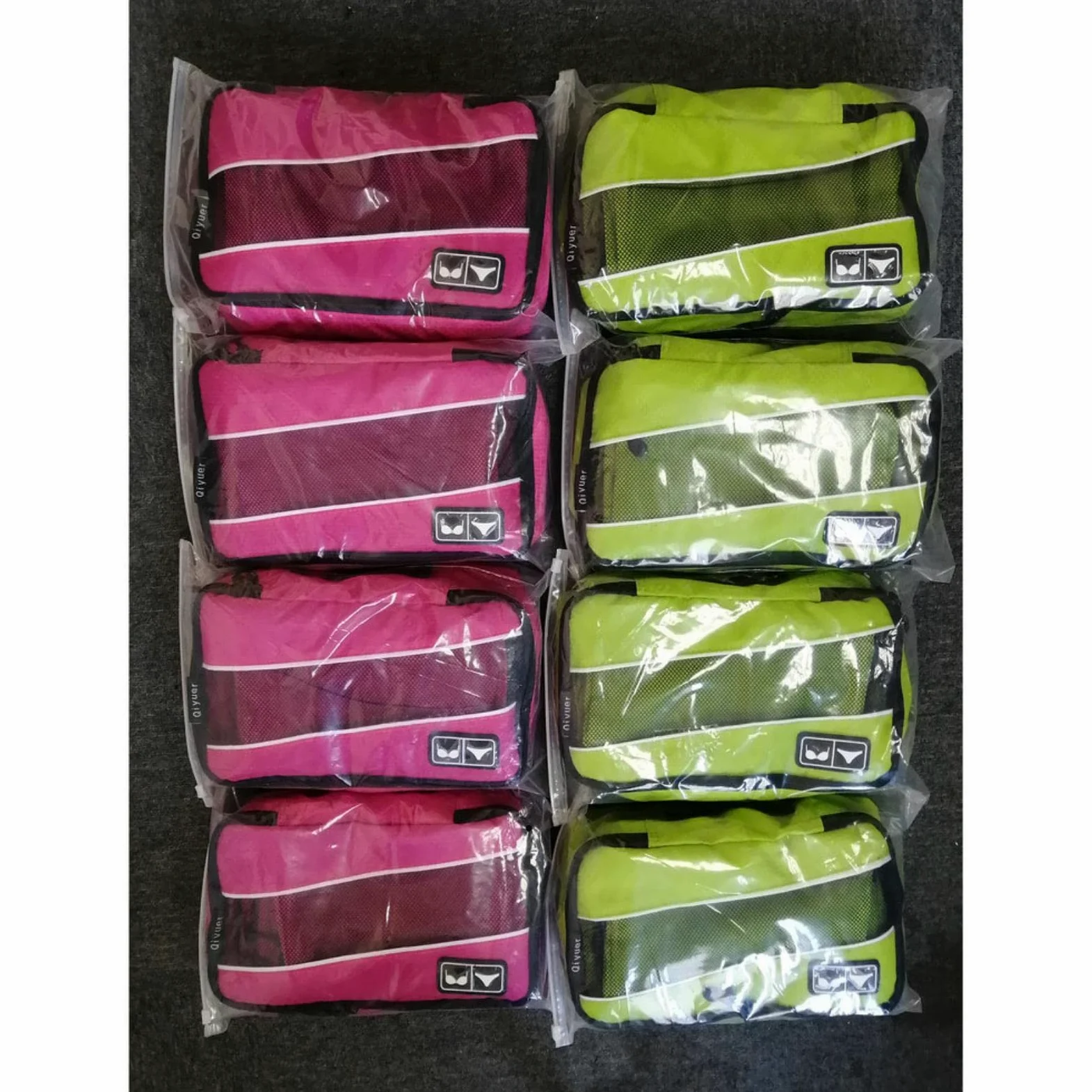 4-częściowy zestaw Organizer do walizki Kostka do pakowania podróżnego Nylon Oddychający Mężczyźni Kobiety Organizator bagażu Zestaw kostek-4 sztuki Róża (4 sztuki Zielony L, M)