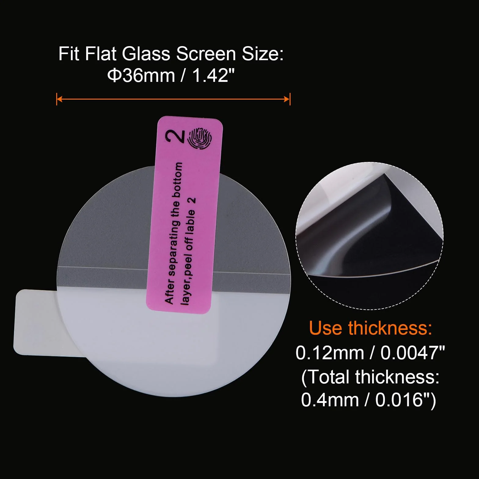QUARKZMAN 3 sztuki folii ochronnych na wyświetlacz 36 mm HD High Definition, odporne na zarysowania, wodoodporne, ultra cienkie, TPU, uniwersalna folia ochronna na ekran smartwatcha, ze ściereczką,