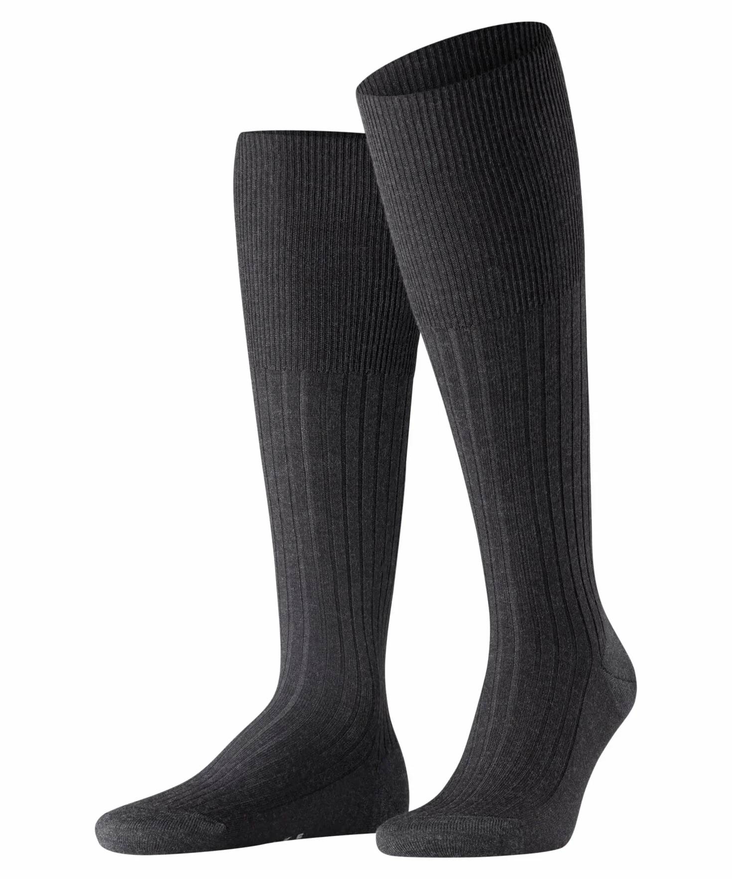 FALKE Mężczyźni Podkolanówki Bristol Pure M Kh Wełna długie jednokolorowe 1 Para, Szary Anthracite Melange 3080, 43-44