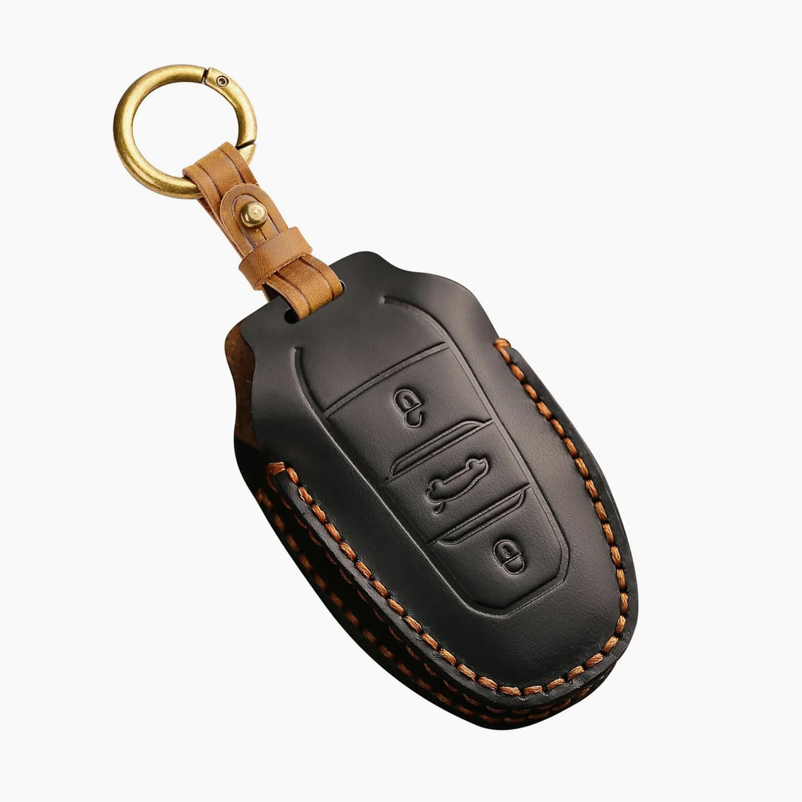 ontto Etui ochronne na kluczyki samochodowe, pasuje do Jeep Avenger 2025, 2024, 2023, 2022, bez klucza, skórzane etui na kluczyki samochodowe, 3 przyciski, etui na kluczyki